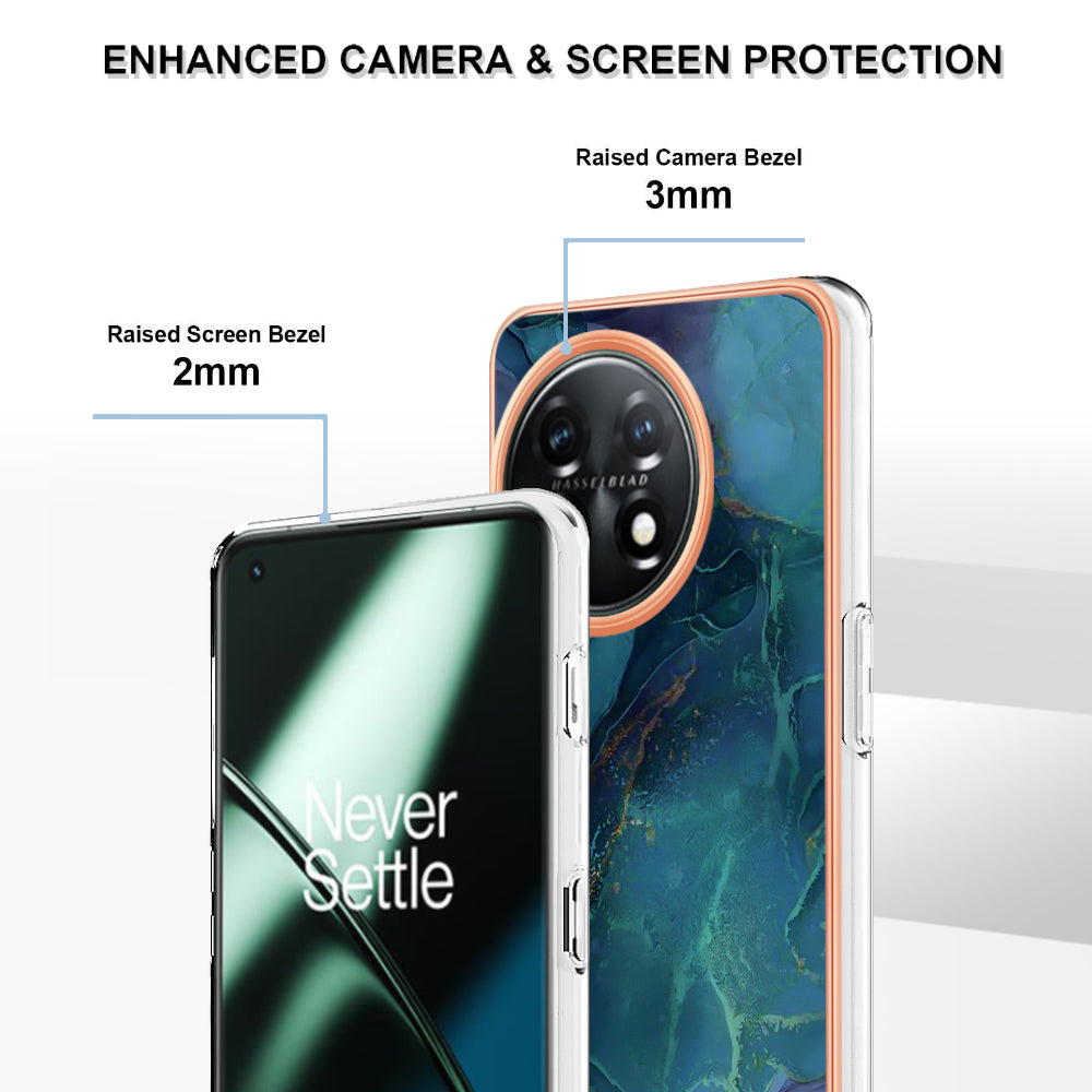 YB IMD Series-16 Style E Phone Case For OnePlus 11 5G , 2.0mm Electroplating IMD Marble Pattern TPU Cover