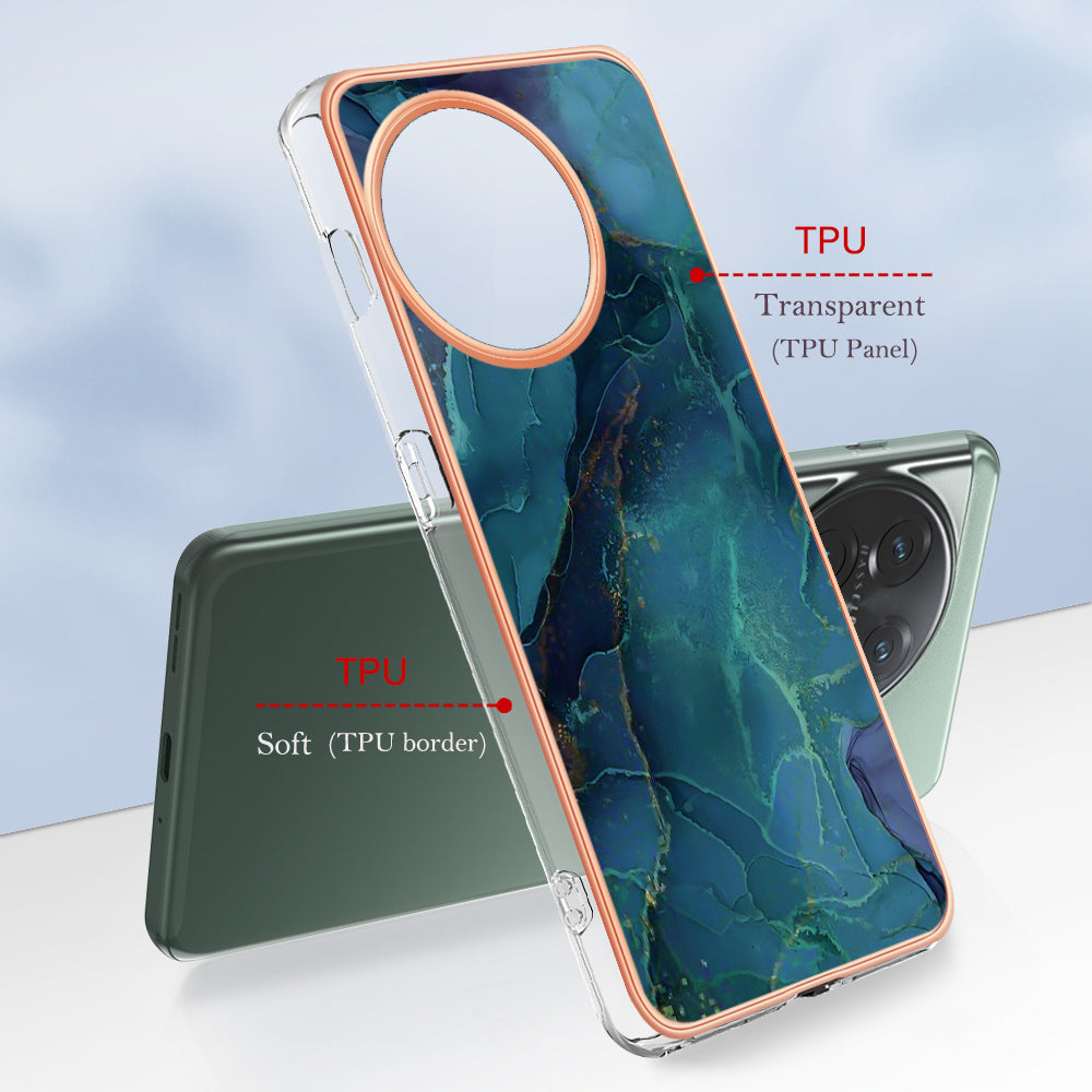 YB IMD Series-16 Style E Phone Case For OnePlus 11 5G , 2.0mm Electroplating IMD Marble Pattern TPU Cover