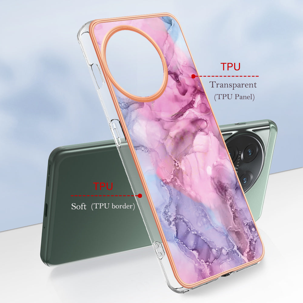 YB IMD Series-16 Style E Phone Case For OnePlus 11 5G , 2.0mm Electroplating IMD Marble Pattern TPU Cover