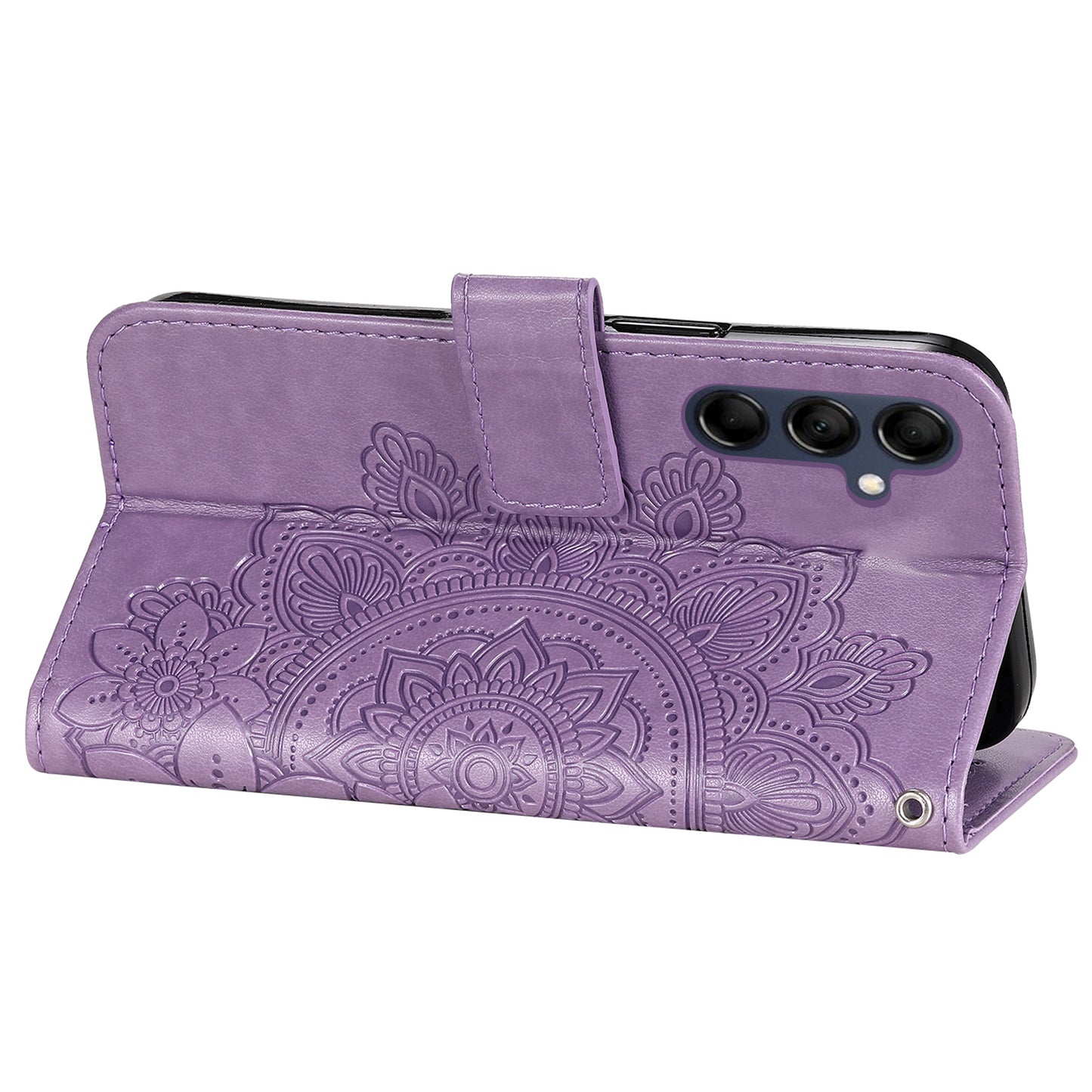 Phone Leather Case for Samsung Galaxy M14 5G Flower Imprinting Stand Wallet Shockproof Phone Cover