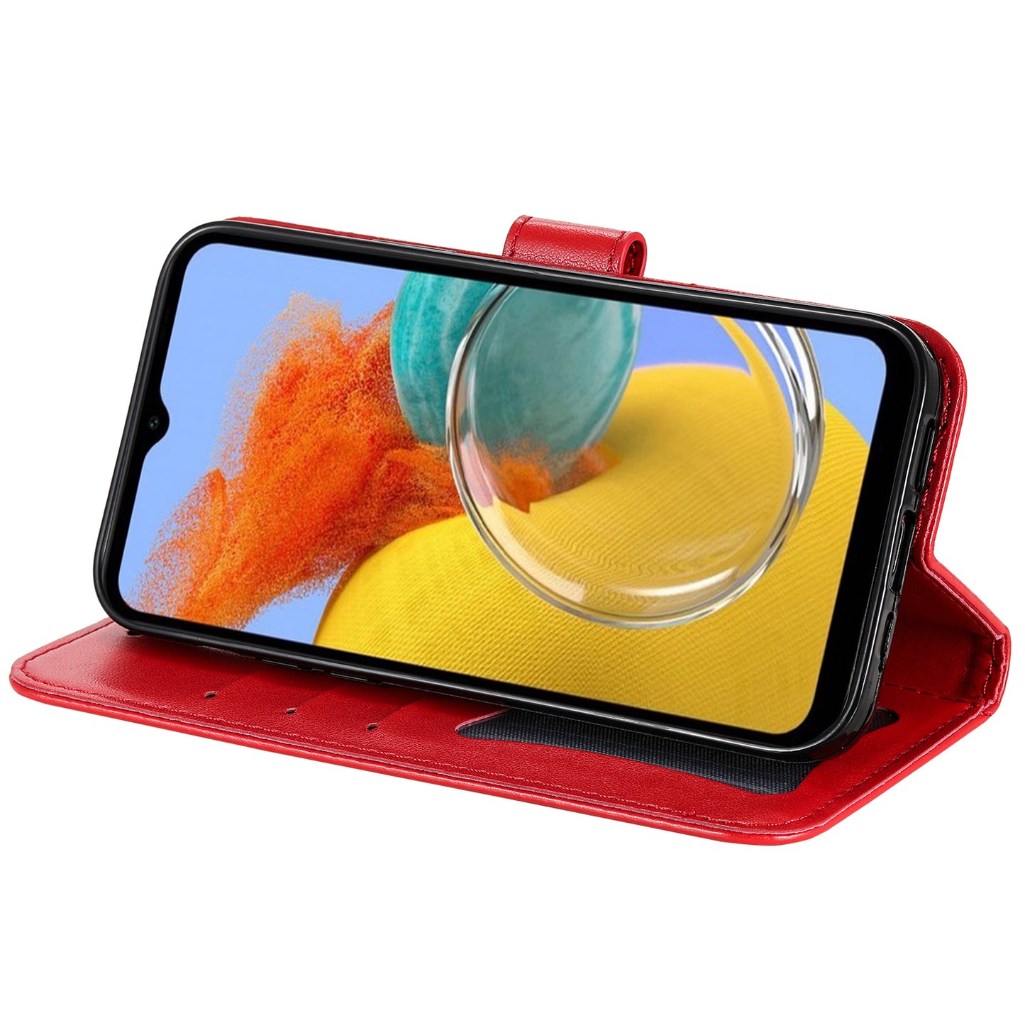 Phone Leather Case for Samsung Galaxy M14 5G Flower Imprinting Stand Wallet Shockproof Phone Cover