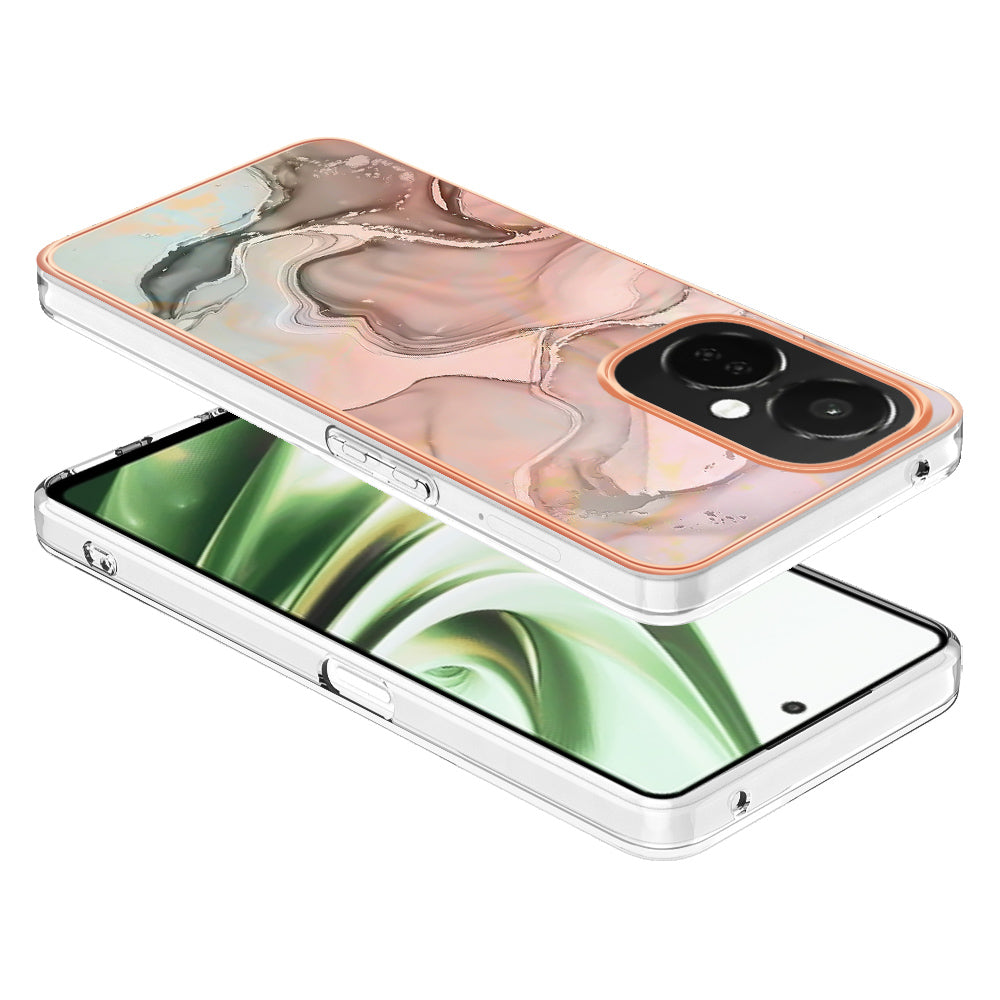 For OnePlus Nord CE 3 5G YB IMD Series-16 Style E  Electroplating IMD Marble Pattern TPU Cover 2.0mm Phone Case
