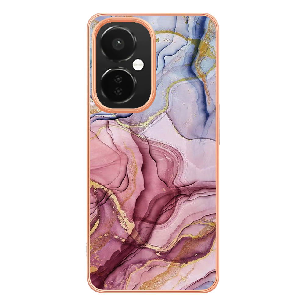 For OnePlus Nord CE 3 5G YB IMD Series-16 Style E  Electroplating IMD Marble Pattern TPU Cover 2.0mm Phone Case