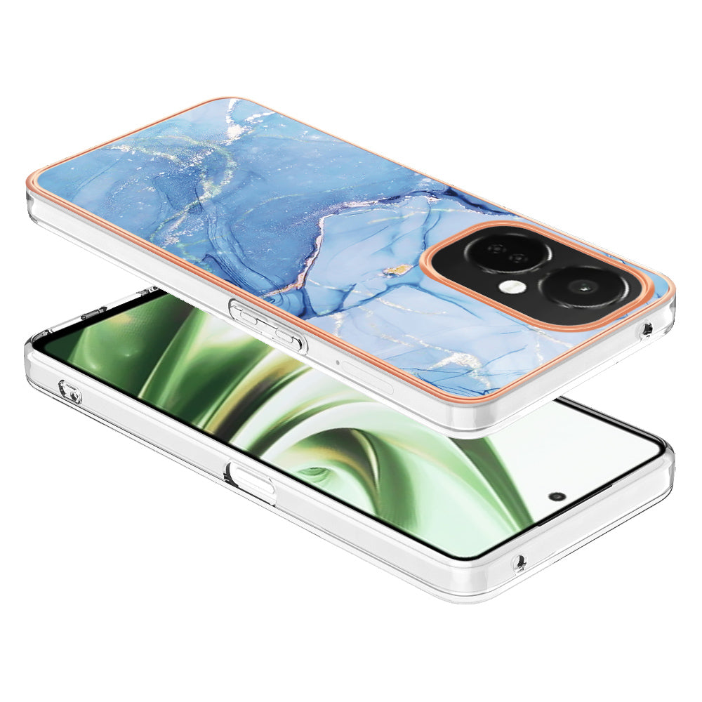 For OnePlus Nord CE 3 5G YB IMD Series-16 Style E  Electroplating IMD Marble Pattern TPU Cover 2.0mm Phone Case