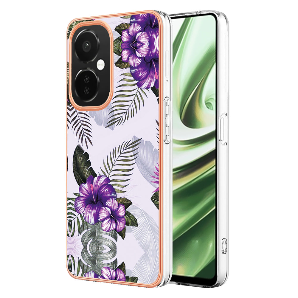 YB IMD Series-1 for OnePlus Nord CE 3 Lite 5G / Nord N30 5G Electroplating Phone Cover Marble Floral Pattern TPU IMD Case