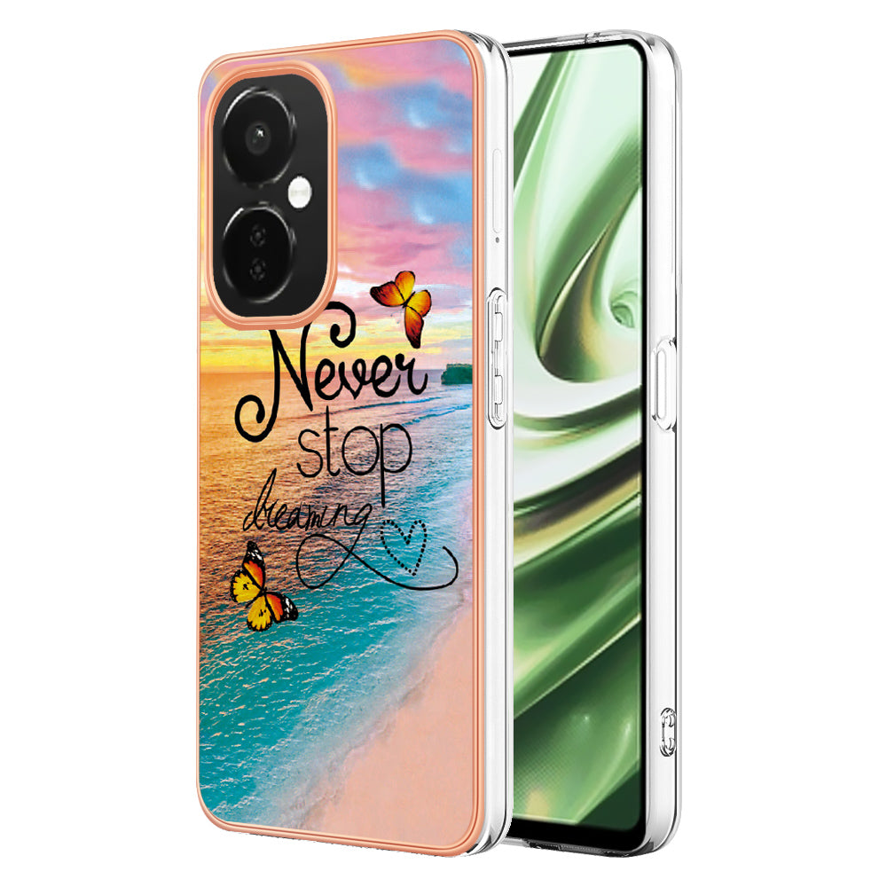 YB IMD Series-1 for OnePlus Nord CE 3 Lite 5G / Nord N30 5G Electroplating Phone Cover Marble Floral Pattern TPU IMD Case
