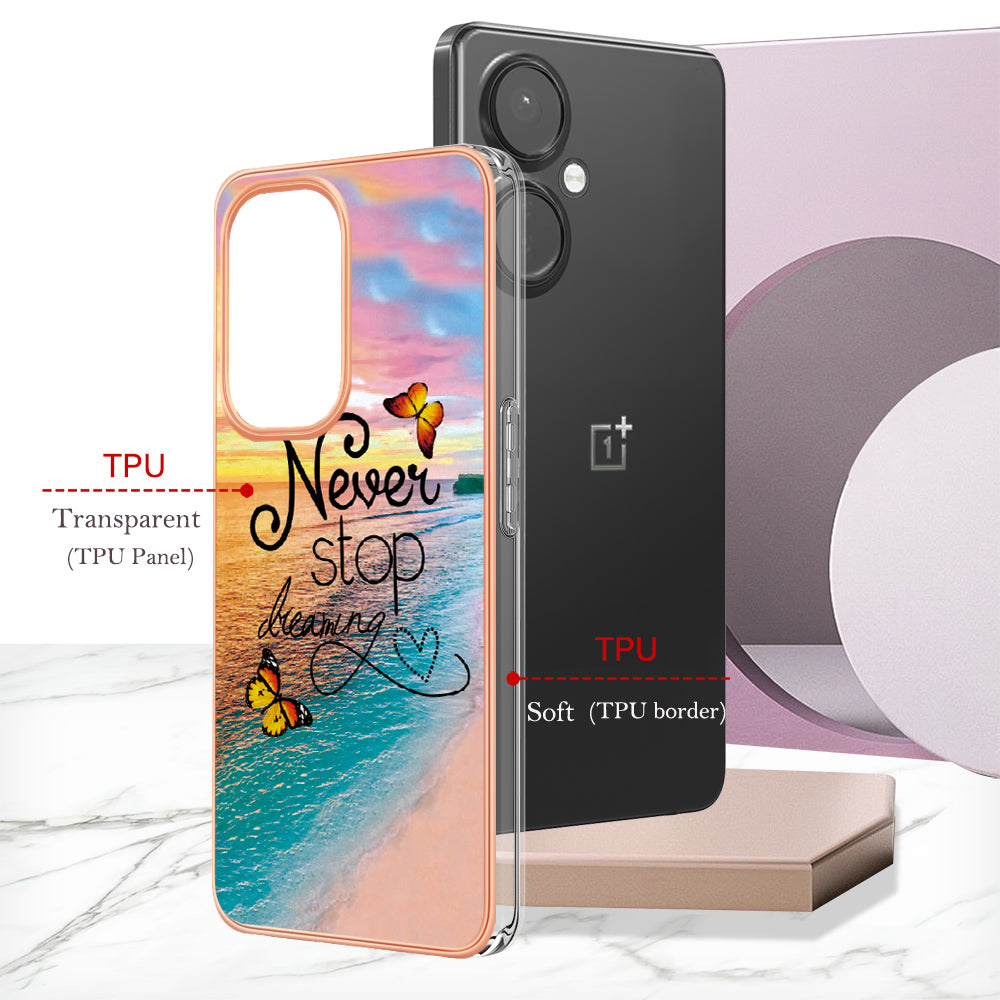 YB IMD Series-1 for OnePlus Nord CE 3 Lite 5G / Nord N30 5G Electroplating Phone Cover Marble Floral Pattern TPU IMD Case