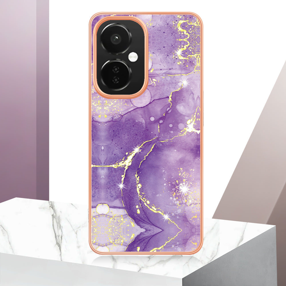 For OnePlus Nord CE 3 Lite 5G / Nord N30 5G YB IMD Series-2 Marble Pattern IMD TPU Case Electroplating Frame Phone Cover