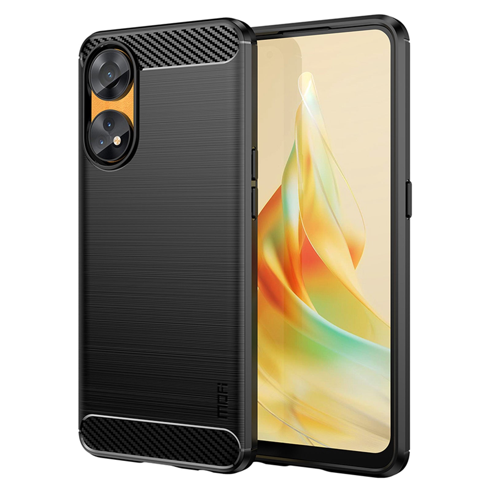 MOFI JK TPU Series-1 For Oppo Reno8 T 4G Carbon Fiber Back Cover Brushed TPU Phone Shell