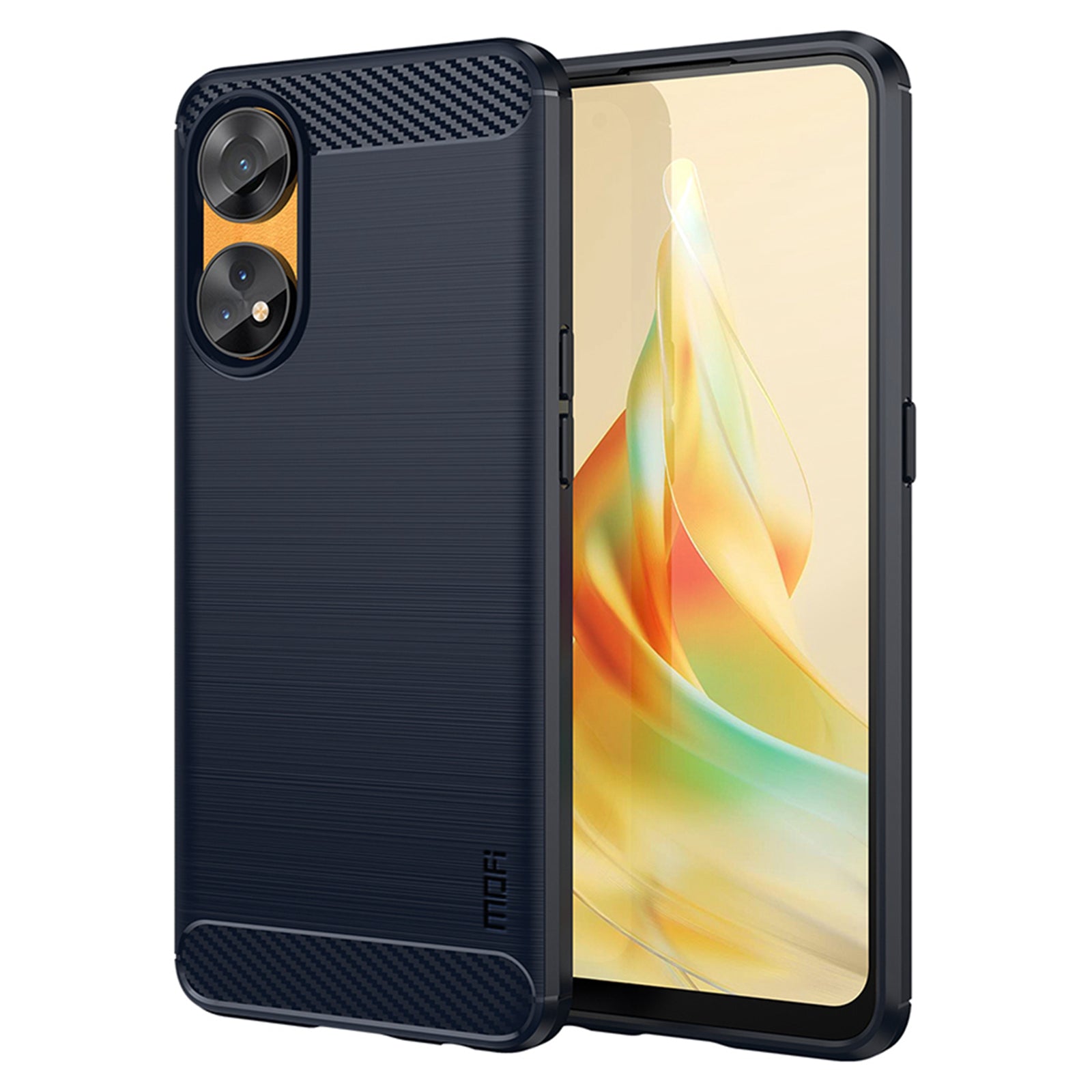 MOFI JK TPU Series-1 For Oppo Reno8 T 4G Carbon Fiber Back Cover Brushed TPU Phone Shell