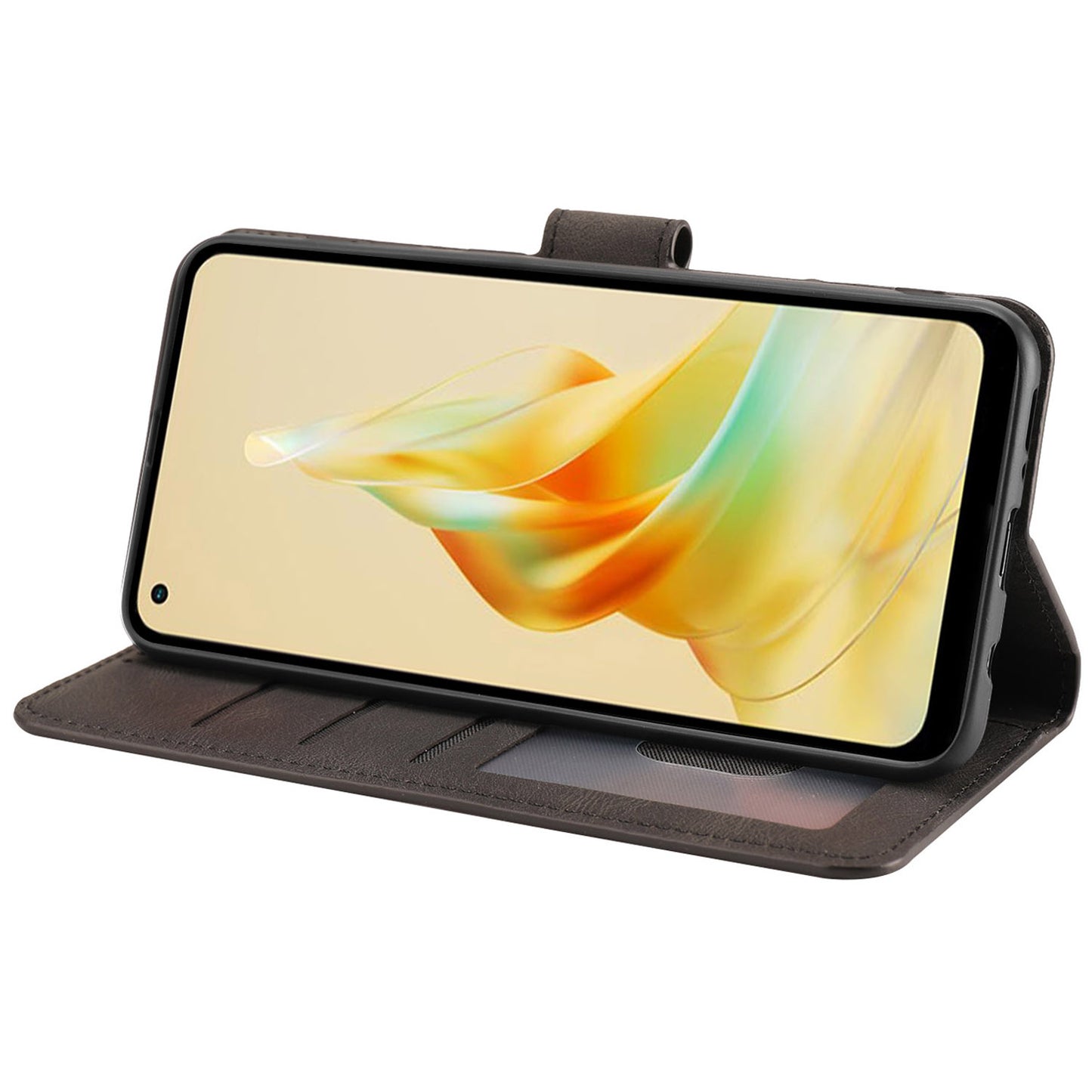 For Oppo Reno8 T 4G Leather Wallet Phone Case Drop-proof Stand Phone Cover with Strap