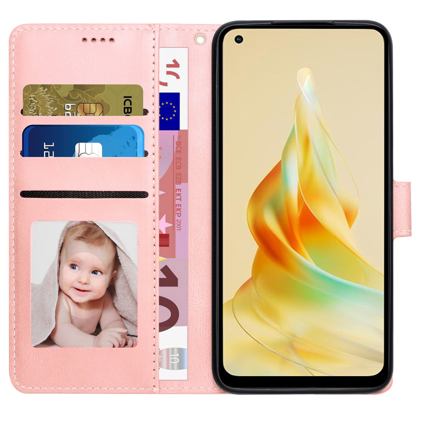 For Oppo Reno8 T 4G Leather Wallet Phone Case Drop-proof Stand Phone Cover with Strap