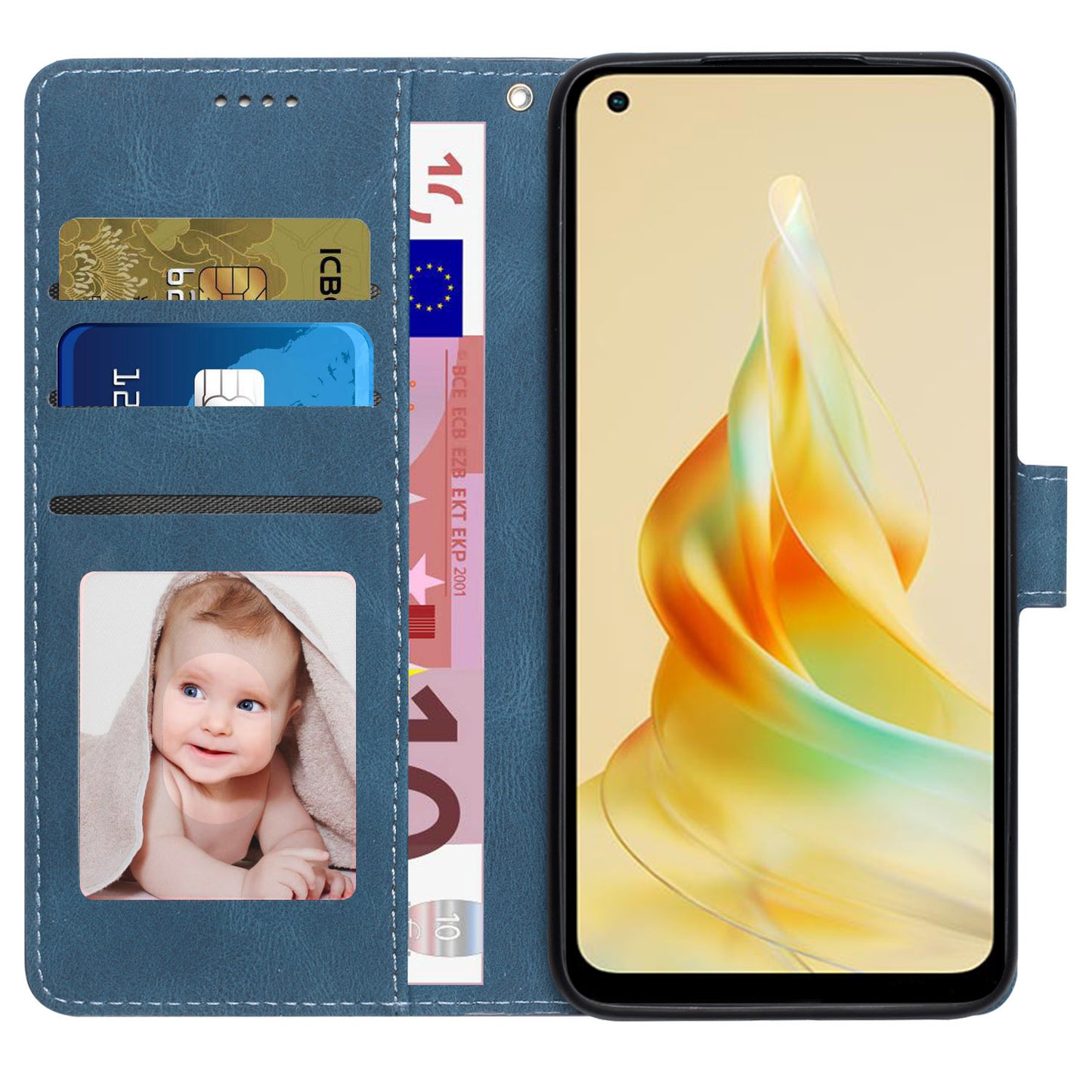 For Oppo Reno8 T 4G Leather Wallet Phone Case Drop-proof Stand Phone Cover with Strap