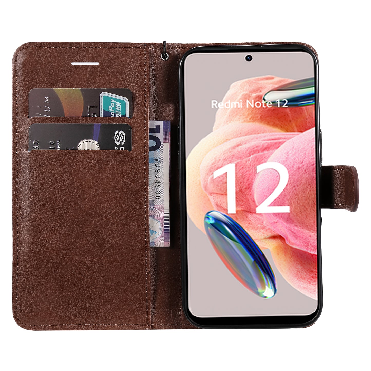 KT Leather Series-2 For Xiaomi Redmi Note 12 4G Flip Stand Protective Shell Solid Color PU Leather Wallet Phone Case