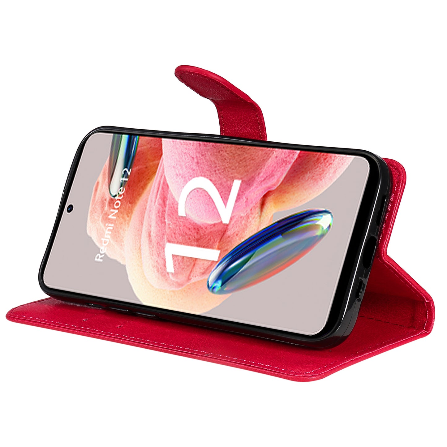 KT Leather Series-2 For Xiaomi Redmi Note 12 4G Flip Stand Protective Shell Solid Color PU Leather Wallet Phone Case