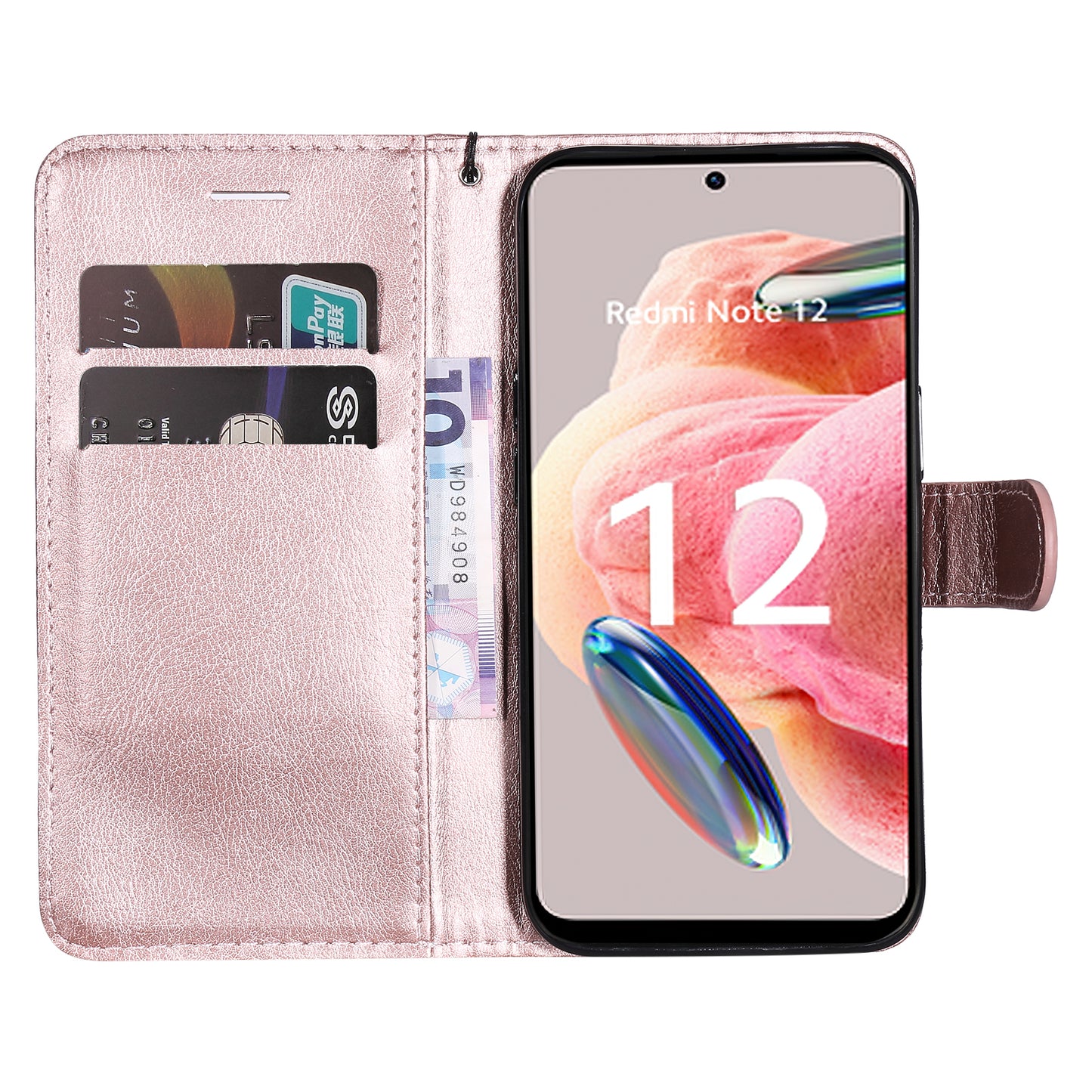 KT Leather Series-2 For Xiaomi Redmi Note 12 4G Flip Stand Protective Shell Solid Color PU Leather Wallet Phone Case