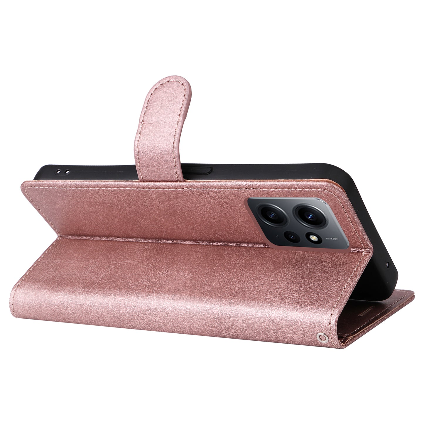 KT Leather Series-2 For Xiaomi Redmi Note 12 4G Flip Stand Protective Shell Solid Color PU Leather Wallet Phone Case