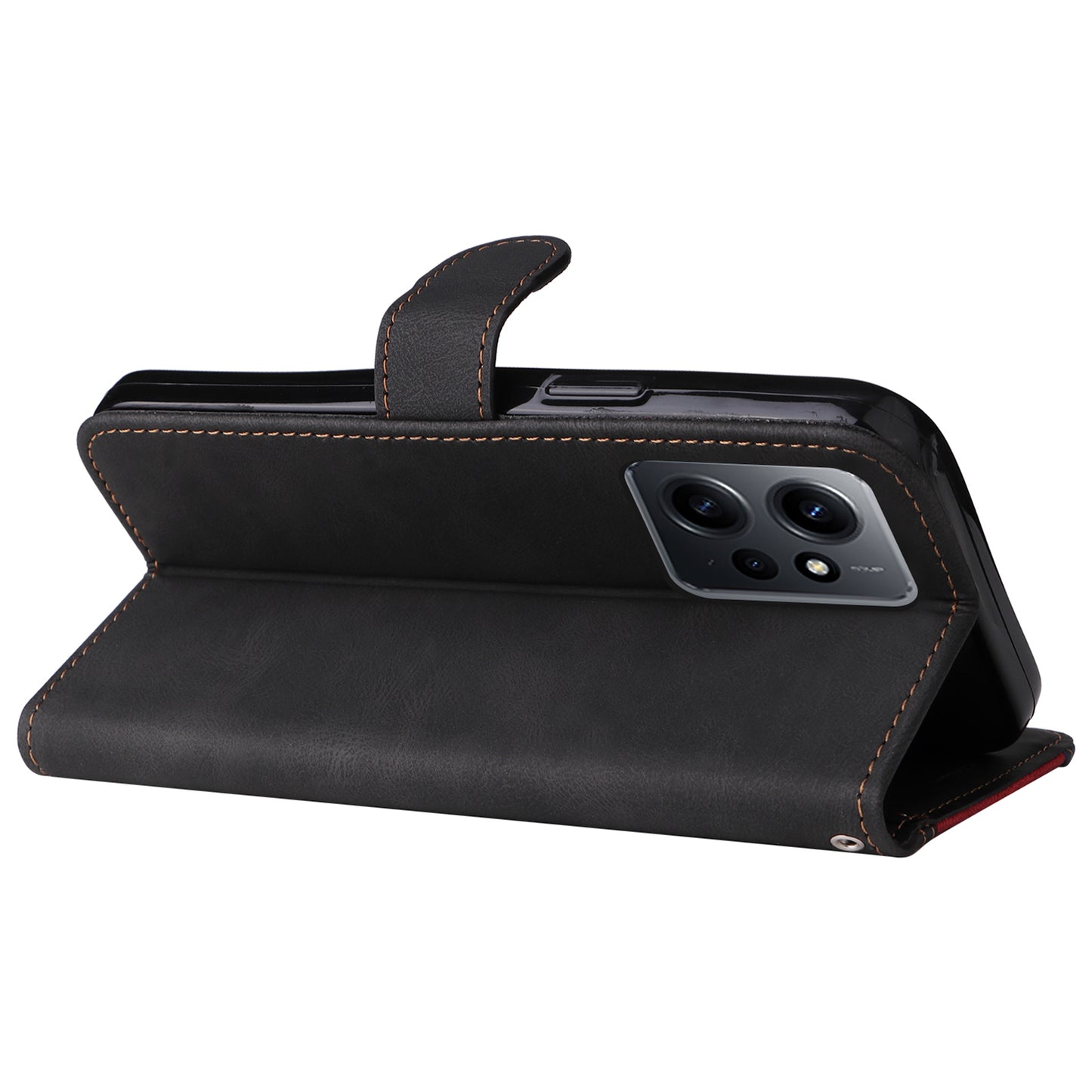 KT Leather Series-5 for Xiaomi Redmi Note 12 4G Drop-proof Stand Phone Case 3-Color Splicing PU Leather Wallet Cover