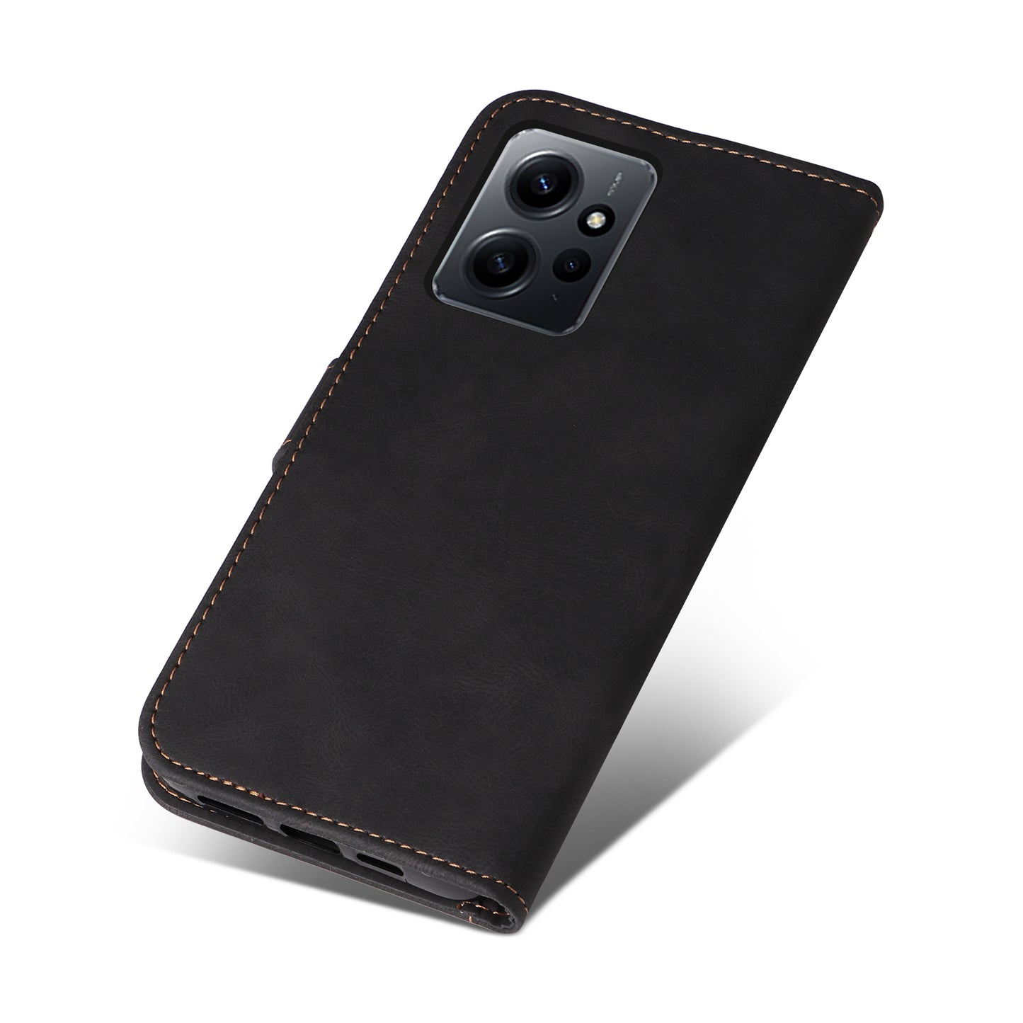 KT Leather Series-5 for Xiaomi Redmi Note 12 4G Drop-proof Stand Phone Case 3-Color Splicing PU Leather Wallet Cover