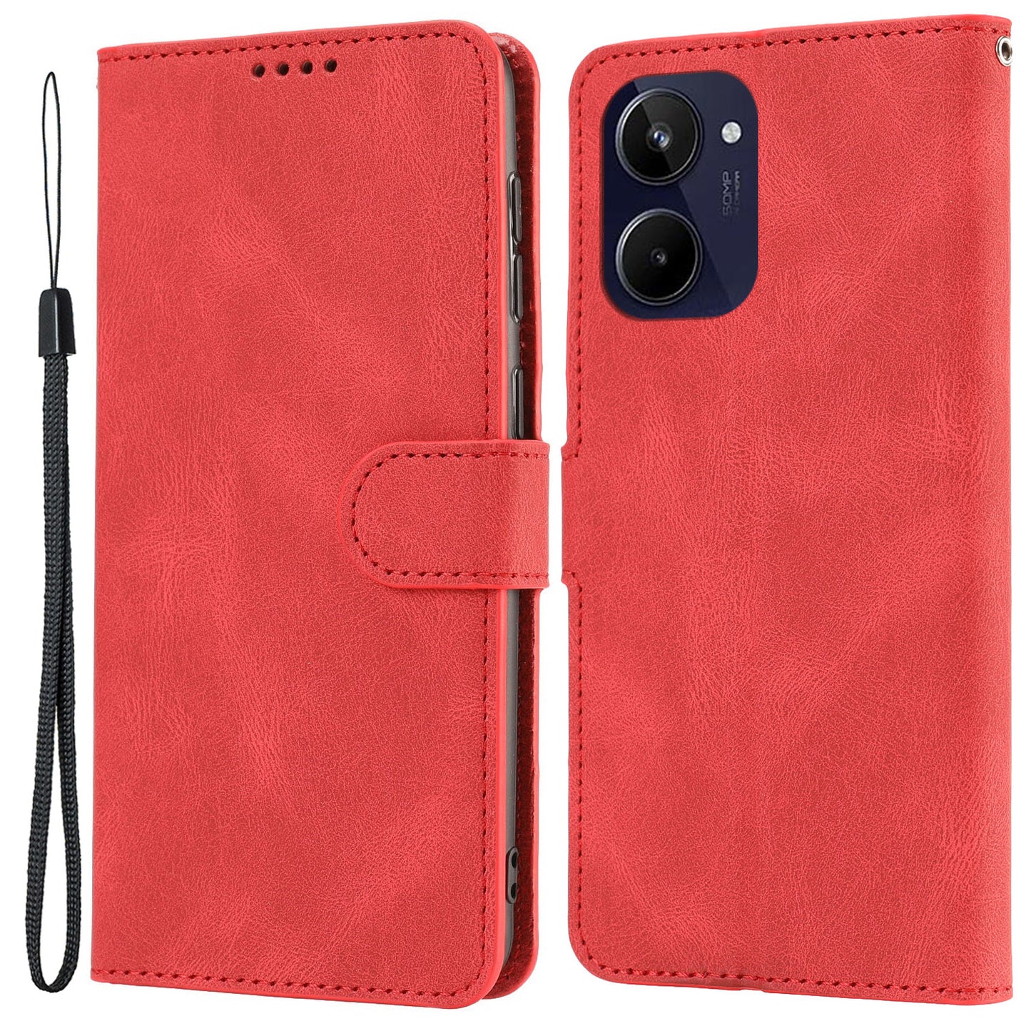 Stand Wallet Cover for Realme 10 4G Drop Resistant PU Leather Phone Case with Strap