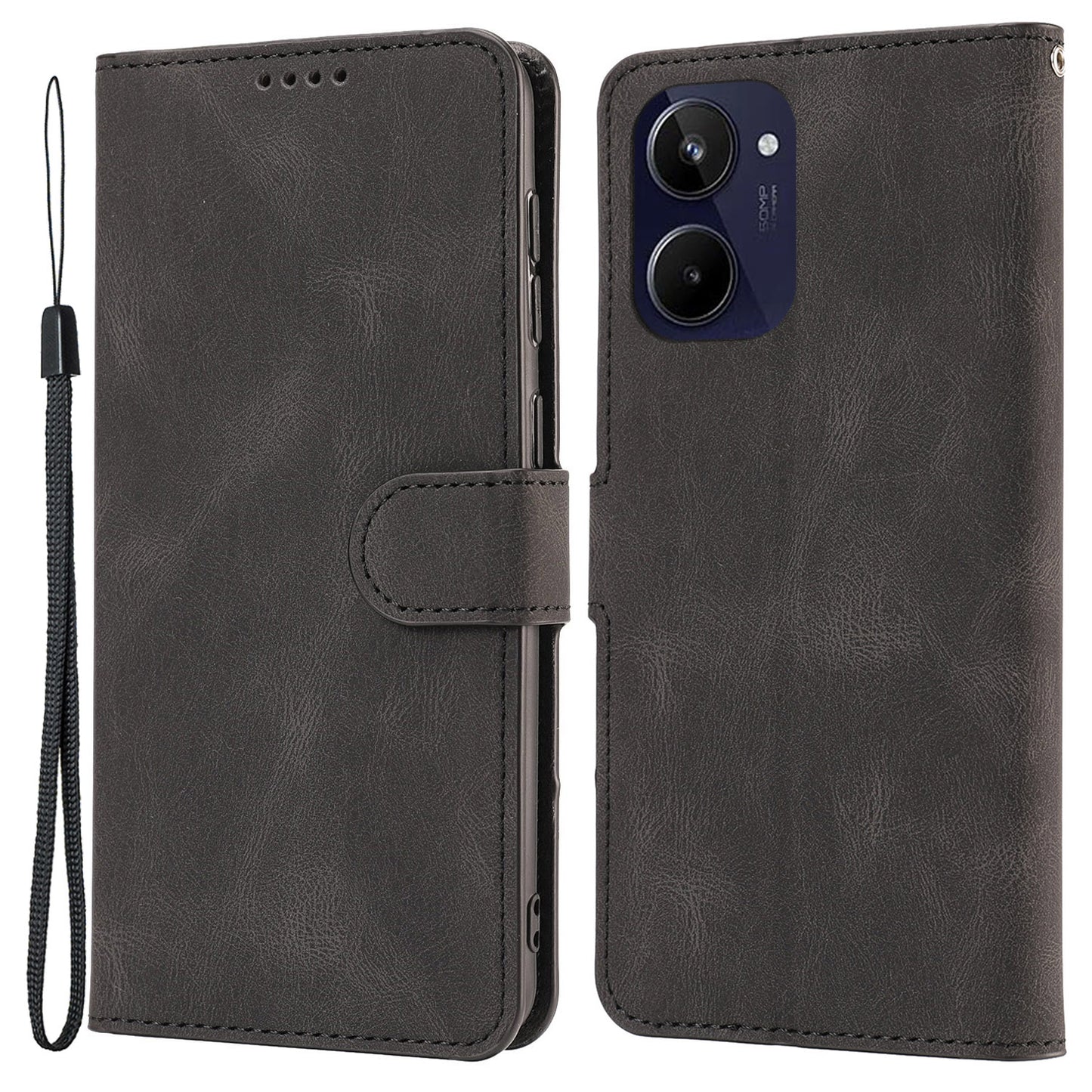 Stand Wallet Cover for Realme 10 4G Drop Resistant PU Leather Phone Case with Strap