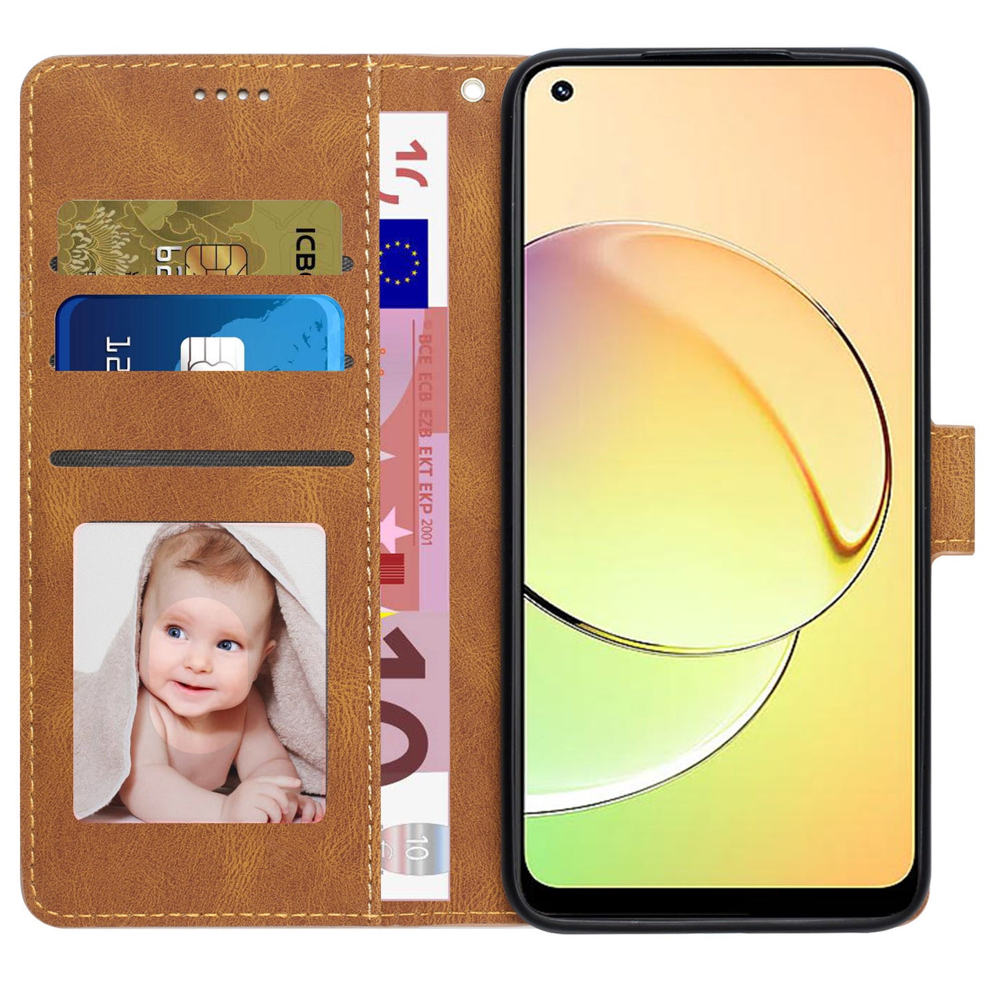 Stand Wallet Cover for Realme 10 4G Drop Resistant PU Leather Phone Case with Strap