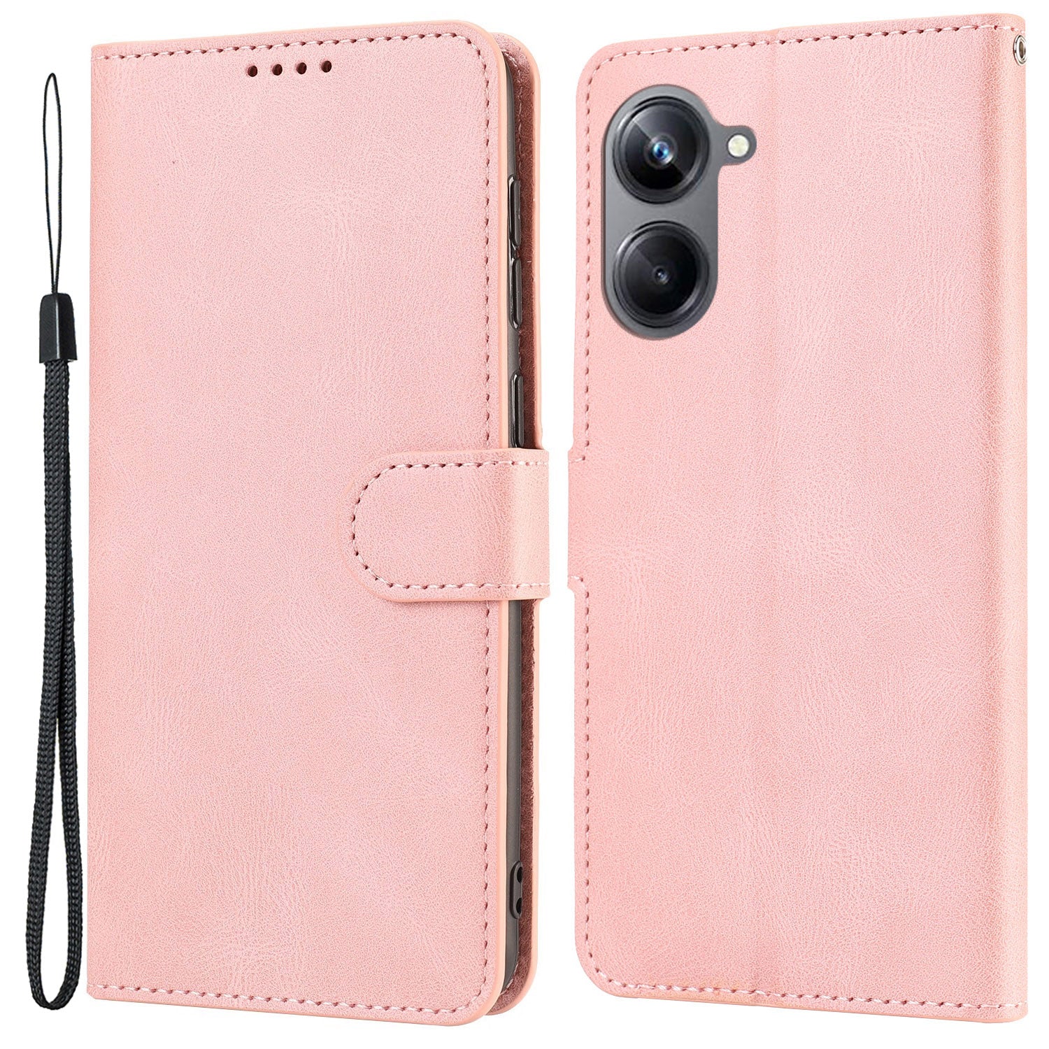 For Realme 10 Pro 5G Wallet Phone Case Anti-Drop Leather Phone Cover with Strap