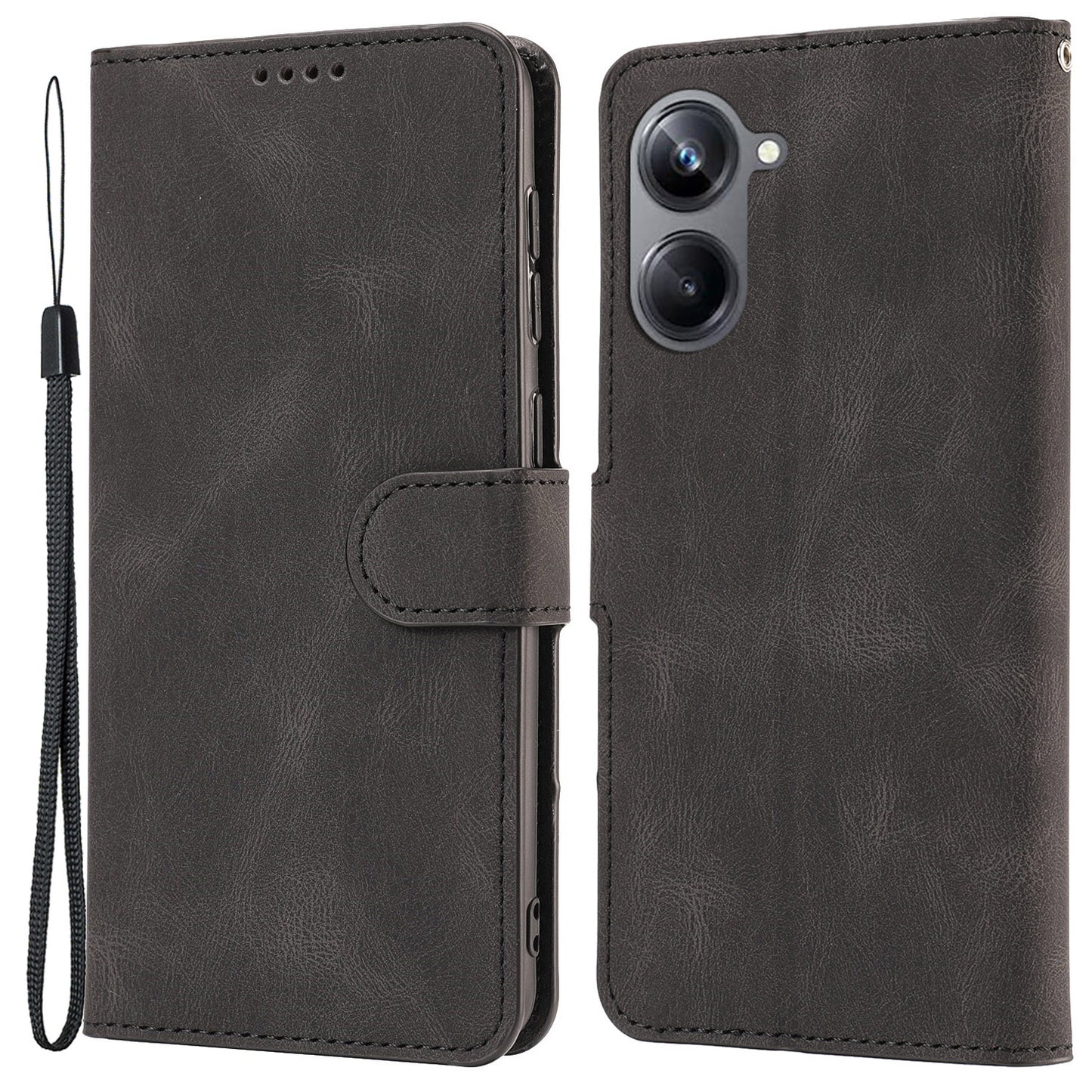 For Realme 10 Pro 5G Wallet Phone Case Anti-Drop Leather Phone Cover with Strap