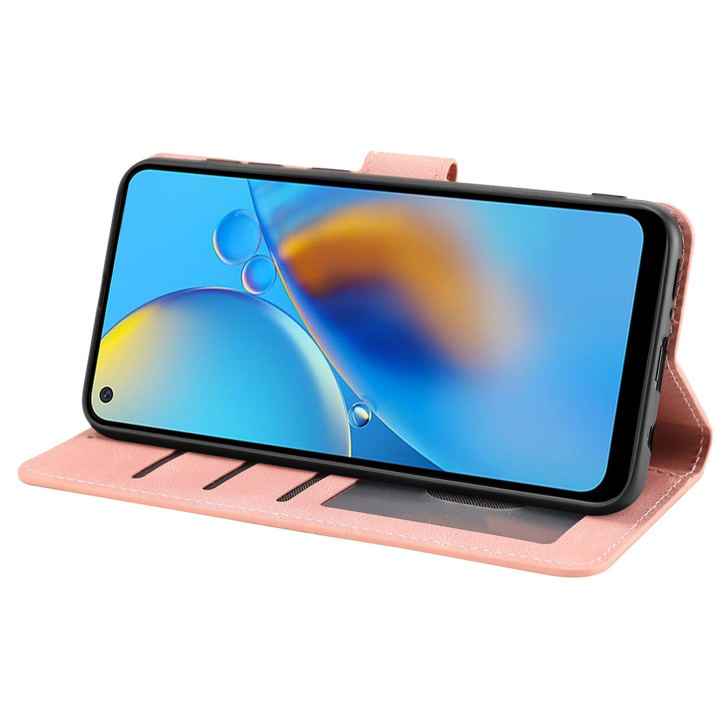 For Oppo A74 4G / F19 Shockproof Case Wallet Phone Shell Anti-Drop Leather Phone Cover with Strap