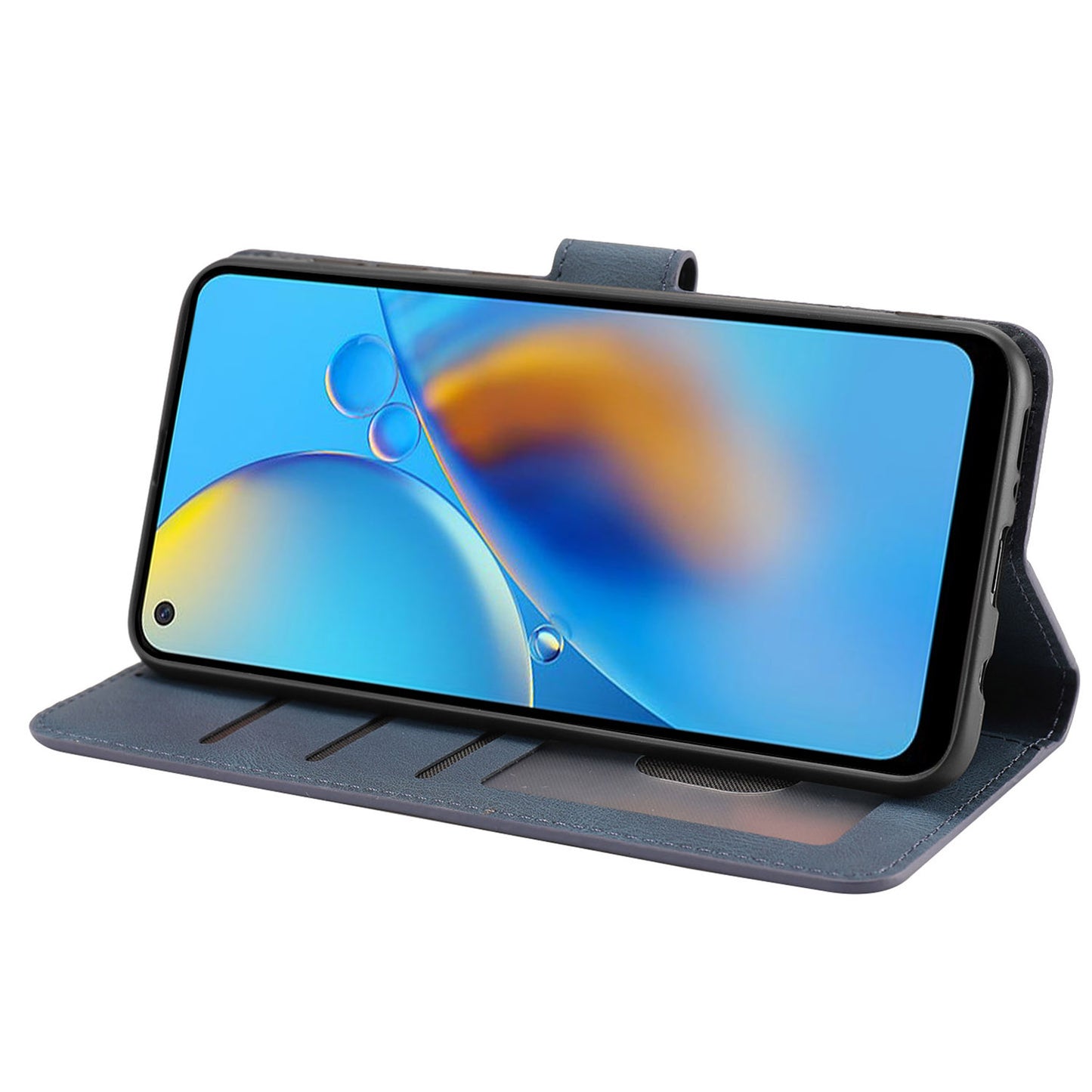 For Oppo A74 4G / F19 Shockproof Case Wallet Phone Shell Anti-Drop Leather Phone Cover with Strap