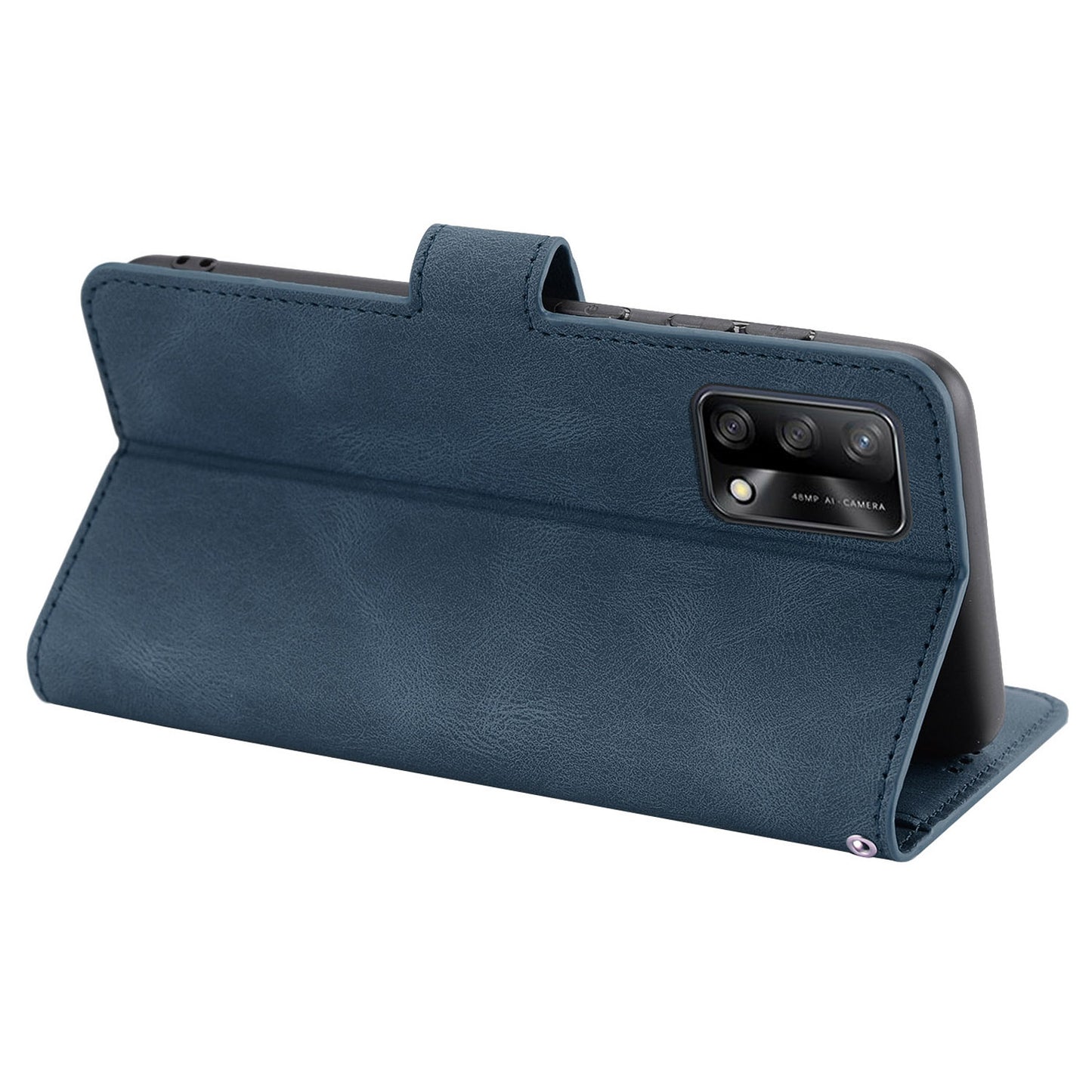 For Oppo A74 4G / F19 Shockproof Case Wallet Phone Shell Anti-Drop Leather Phone Cover with Strap