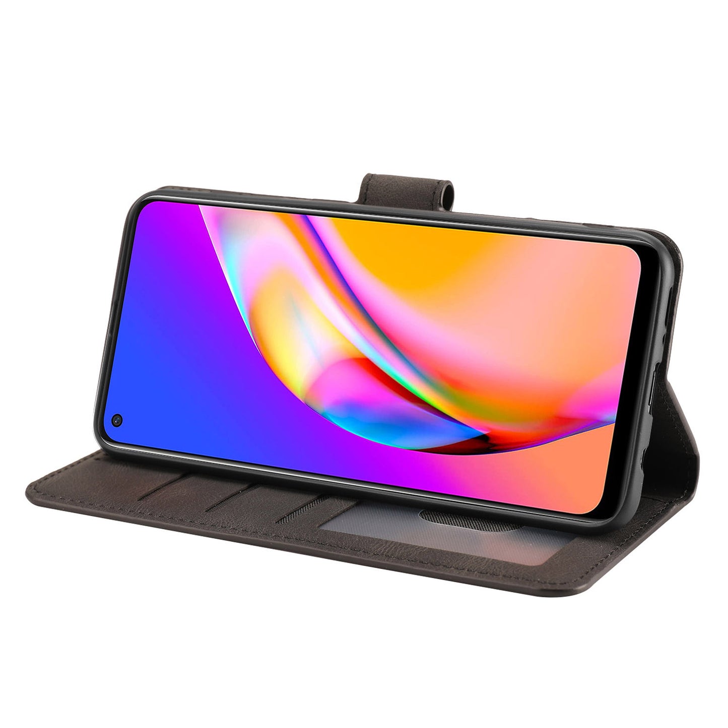 For Oppo A94 5G / Reno5 Z / F19 Pro+ 5G Phone Case PU Leather Wallet Stand Flip Cover with Strap