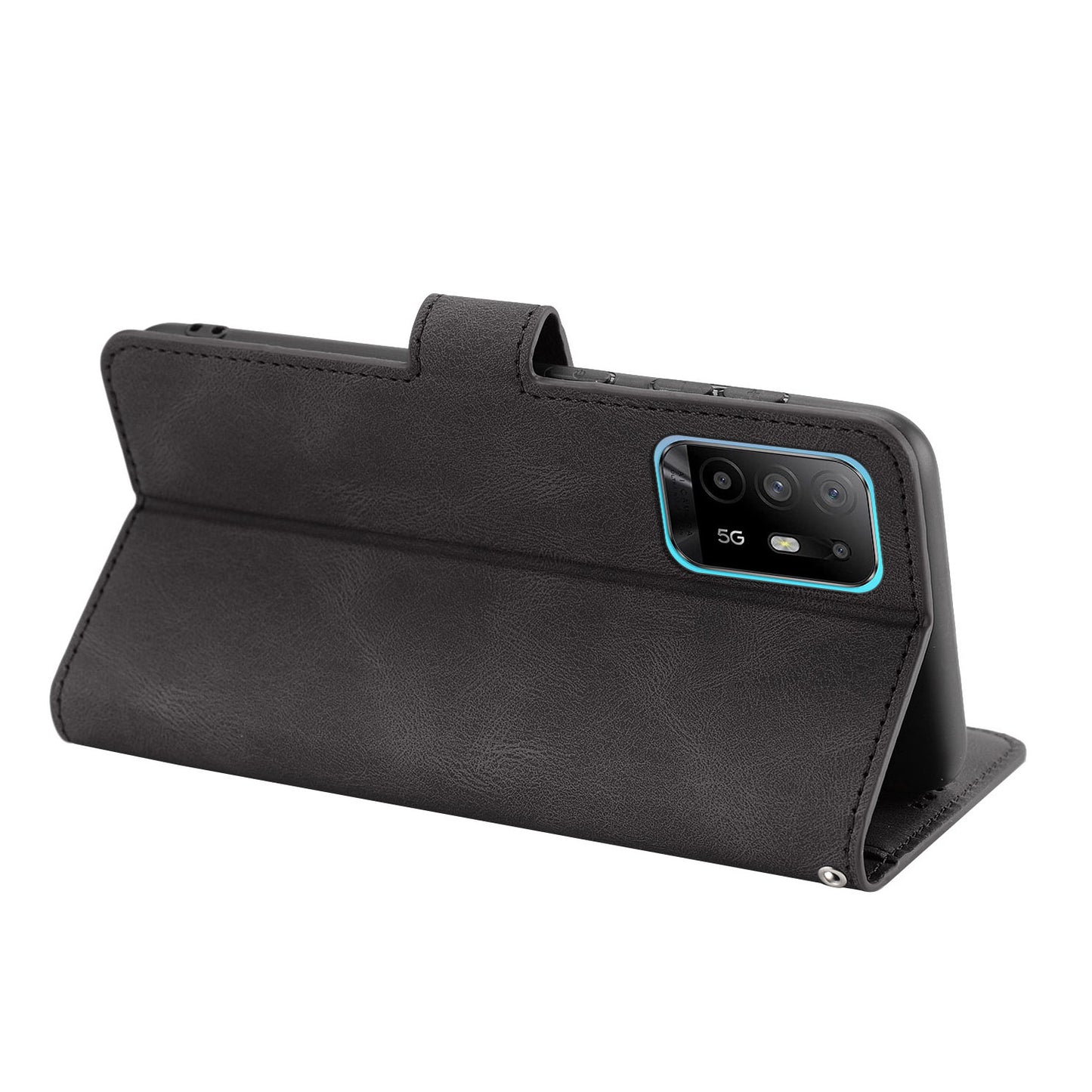 For Oppo A94 5G / Reno5 Z / F19 Pro+ 5G Phone Case PU Leather Wallet Stand Flip Cover with Strap