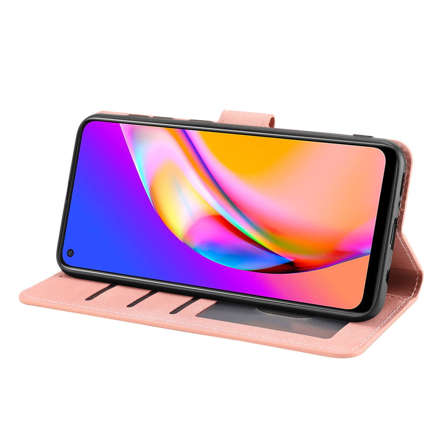 For Oppo A94 5G / Reno5 Z / F19 Pro+ 5G Phone Case PU Leather Wallet Stand Flip Cover with Strap