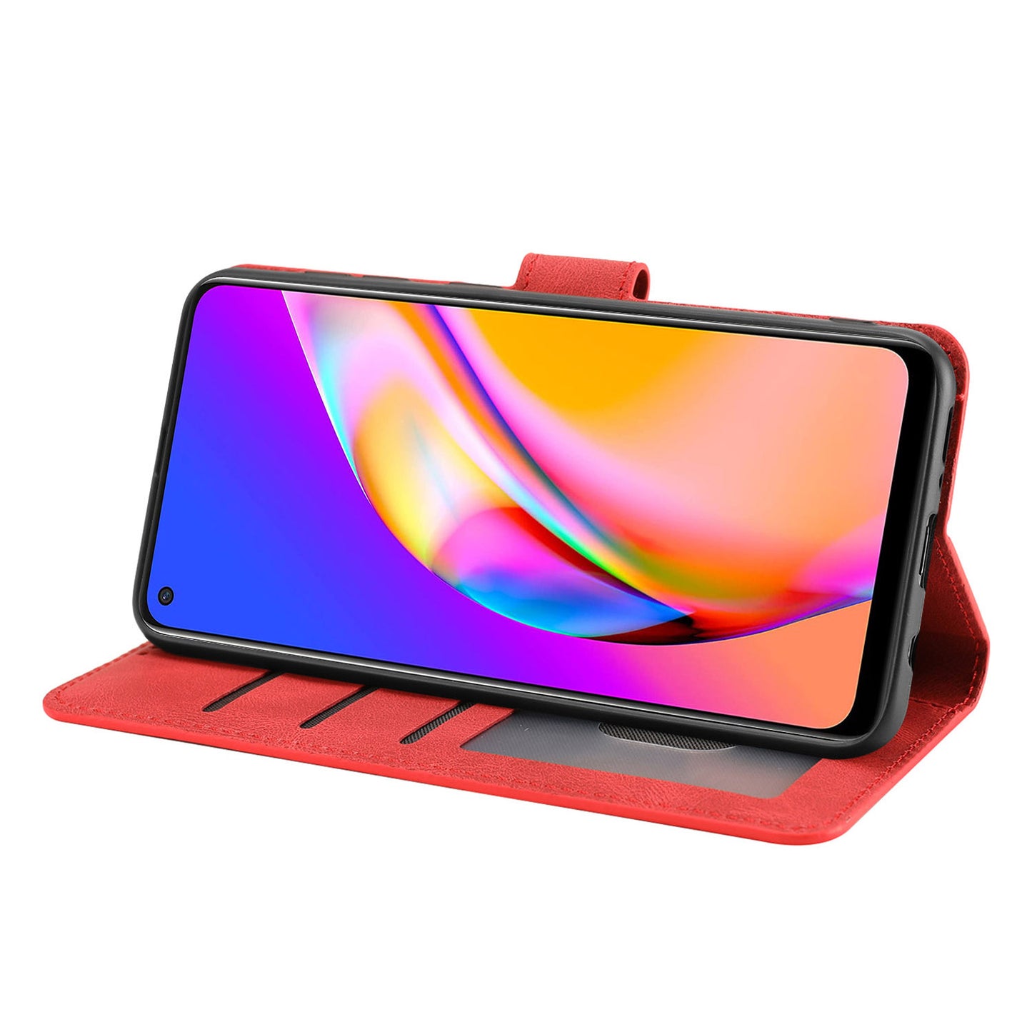 For Oppo A94 5G / Reno5 Z / F19 Pro+ 5G Phone Case PU Leather Wallet Stand Flip Cover with Strap