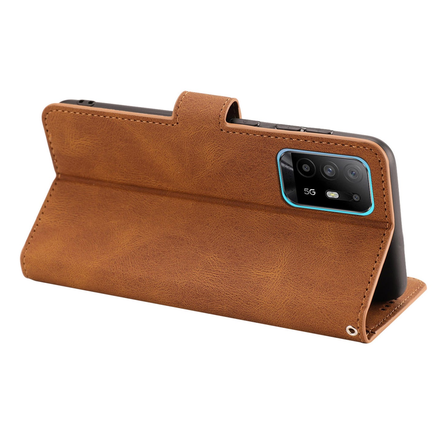 For Oppo A94 5G / Reno5 Z / F19 Pro+ 5G Phone Case PU Leather Wallet Stand Flip Cover with Strap