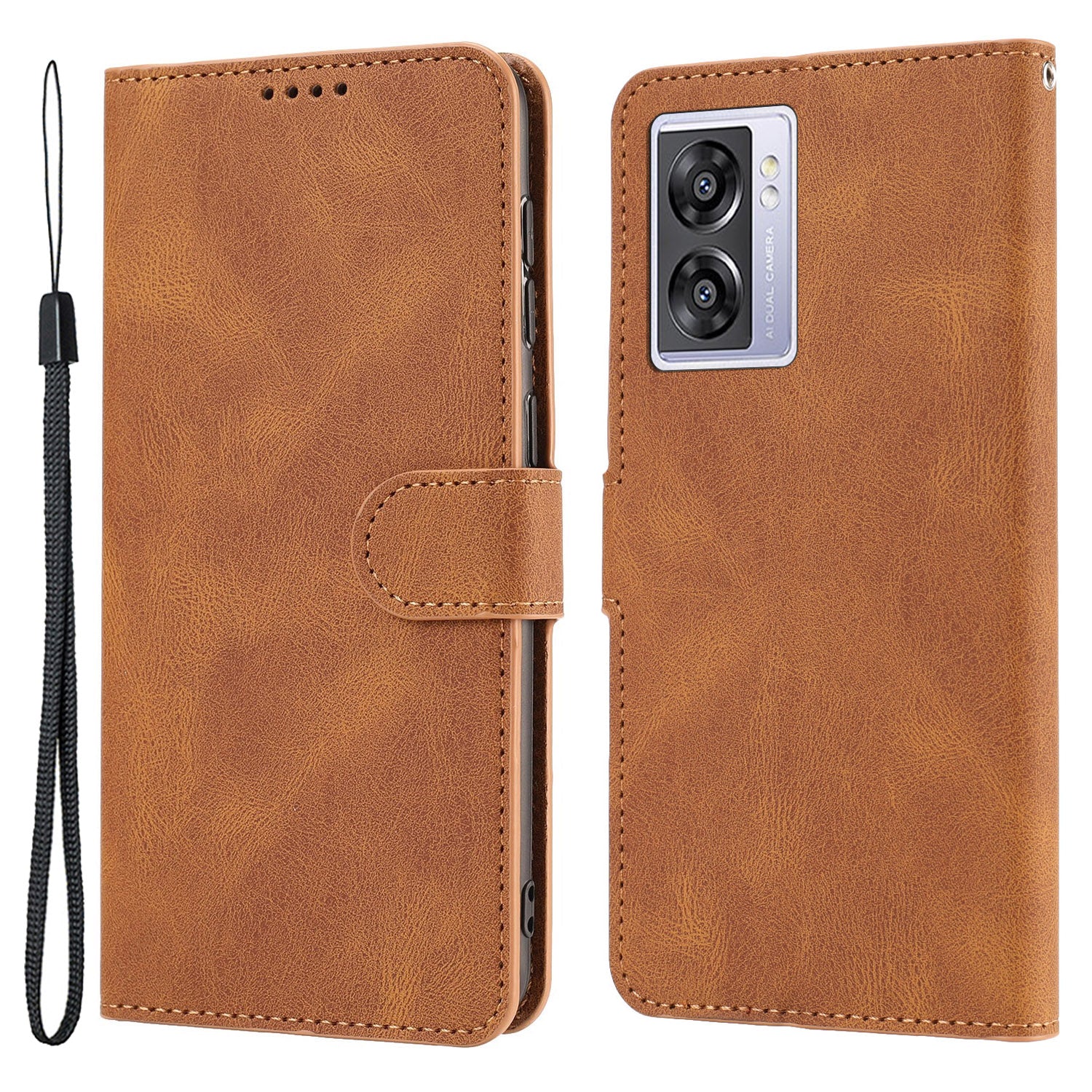 Leather Phone Case for Oppo A57 (2022) 5G / A77 5G / A97 5G / Realme Q5i / V23 5G / Narzo 50 5G / OnePlus Nord N300 5G , Wallet Stand Flip Cover