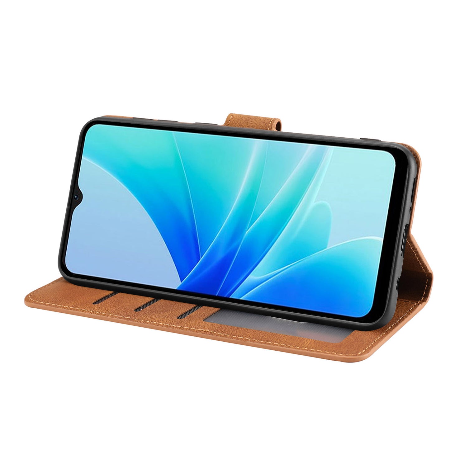 Leather Phone Case for Oppo A57 (2022) 5G / A77 5G / A97 5G / Realme Q5i / V23 5G / Narzo 50 5G / OnePlus Nord N300 5G , Wallet Stand Flip Cover