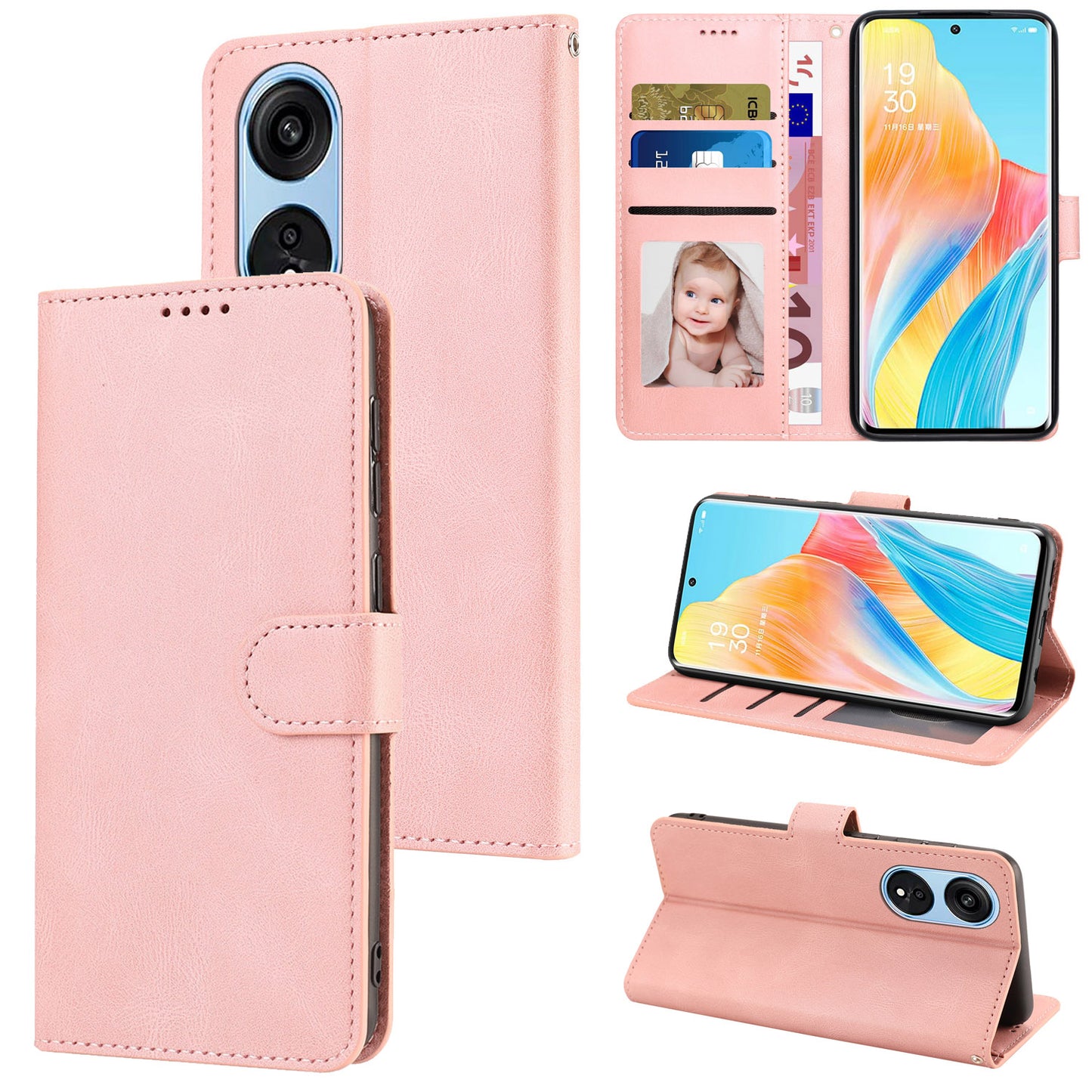 For Oppo A1 Pro 5G / Reno8 T 5G PU Leather Wallet Case Stand Flip Phone Cover with Strap