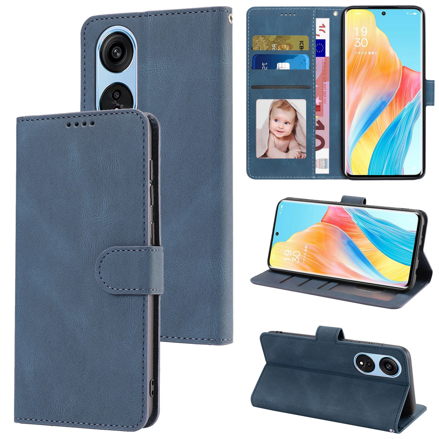 For Oppo A1 Pro 5G / Reno8 T 5G PU Leather Wallet Case Stand Flip Phone Cover with Strap