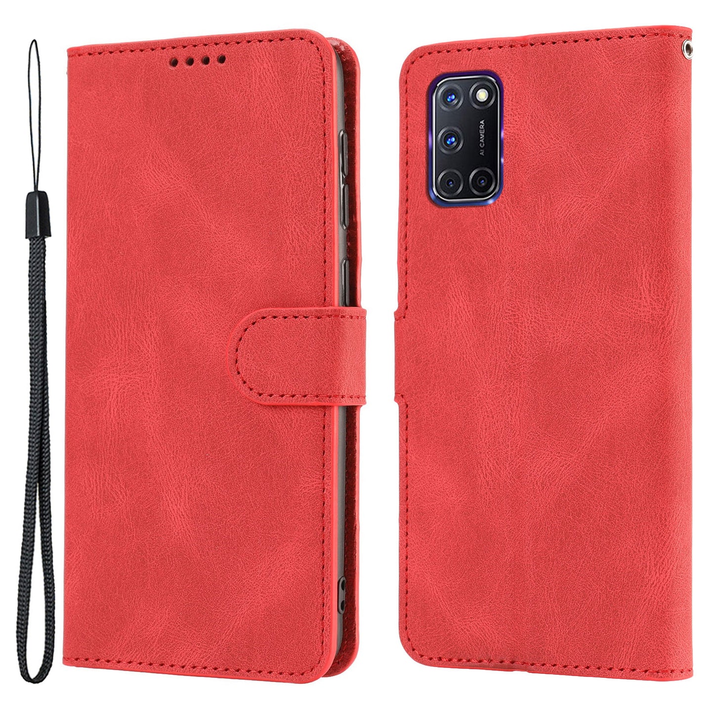 For Oppo A72 / A52 / A92 4G Wallet Phone Case PU Leather Stand Shockproof Flip Cover with Strap
