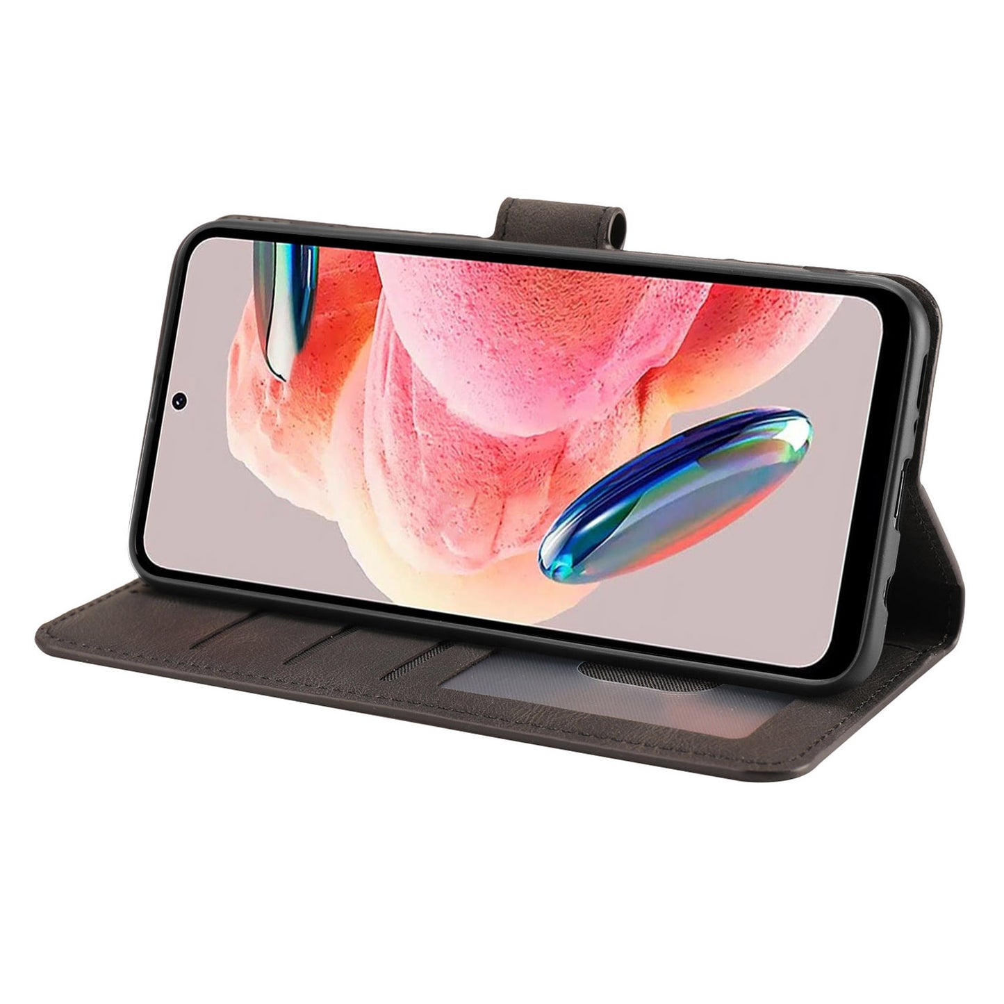 For Xiaomi Redmi Note 12 4G PU Leather Folio Flip Cover Magnetic Closure Wallet Stand Phone Case