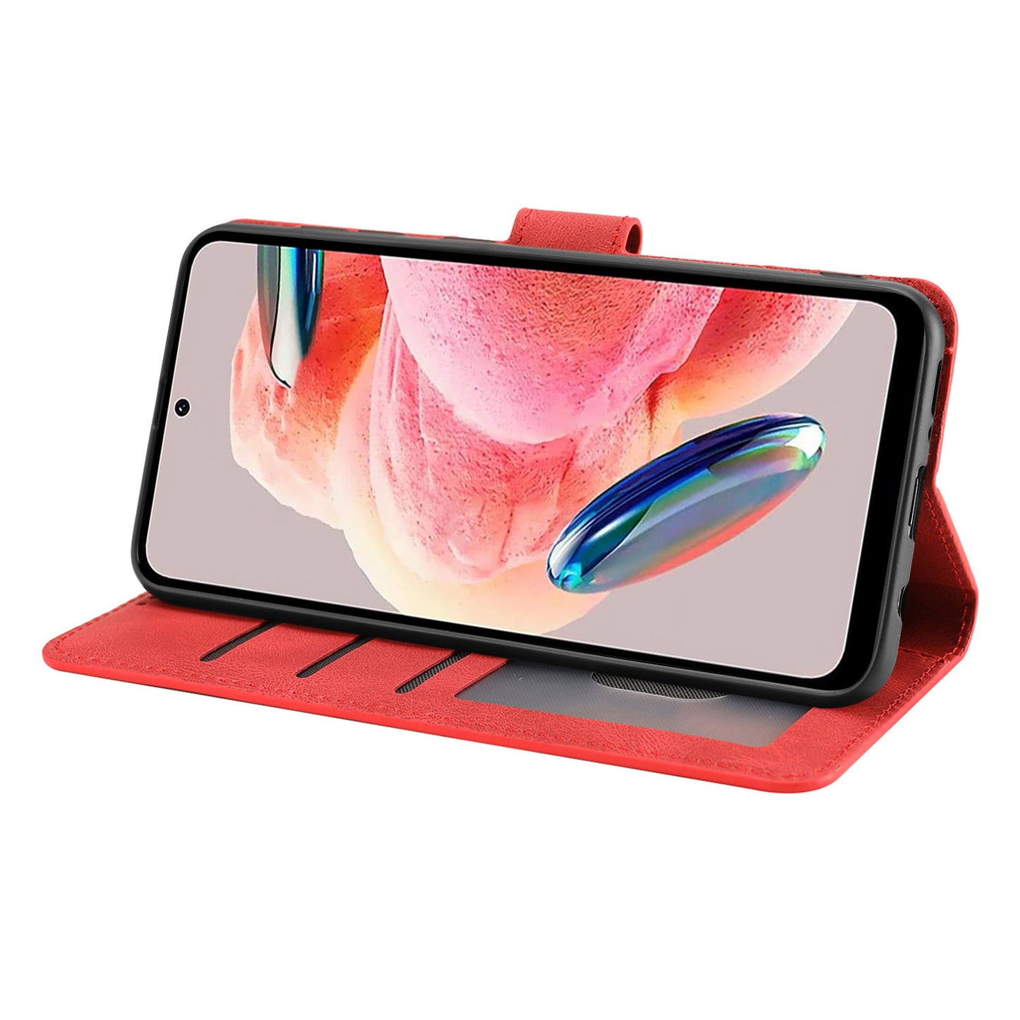 For Xiaomi Redmi Note 12 4G PU Leather Folio Flip Cover Magnetic Closure Wallet Stand Phone Case