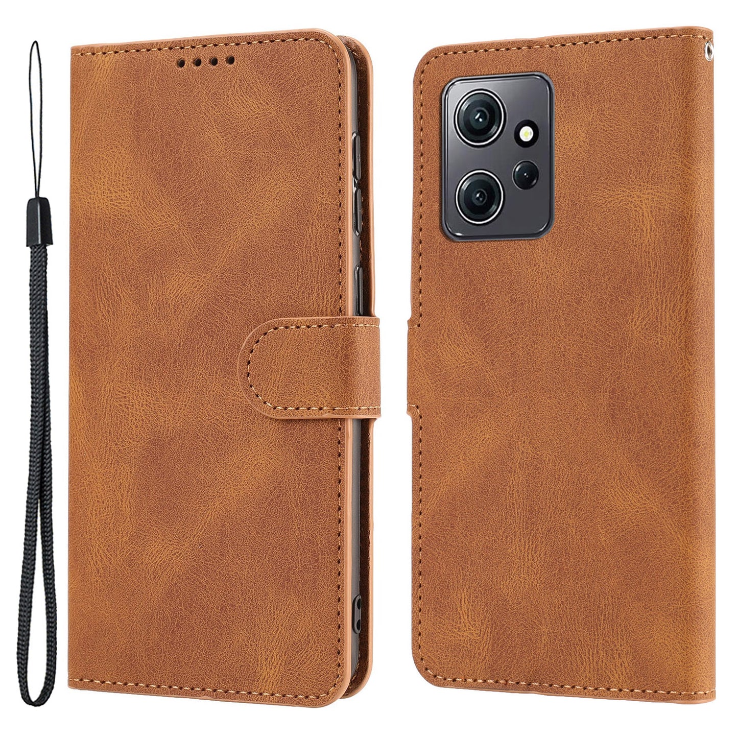 For Xiaomi Redmi Note 12 4G PU Leather Folio Flip Cover Magnetic Closure Wallet Stand Phone Case