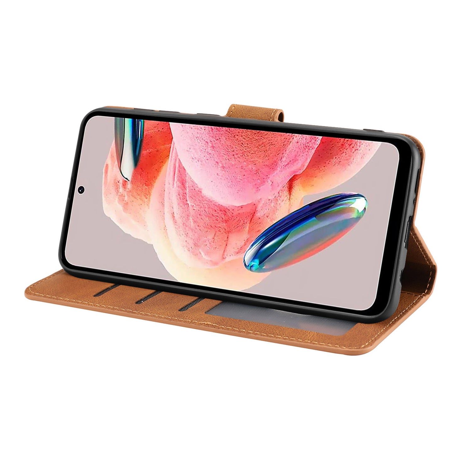 For Xiaomi Redmi Note 12 4G PU Leather Folio Flip Cover Magnetic Closure Wallet Stand Phone Case