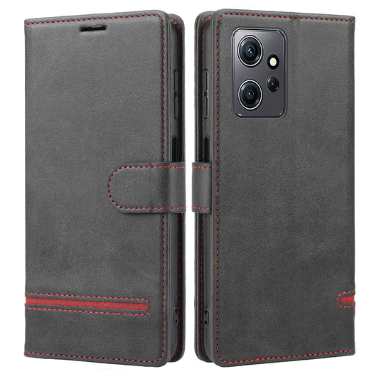 For Xiaomi Redmi Note 12 4G Wallet Phone Case Horizontal Line Leather Flip Cover with Stand