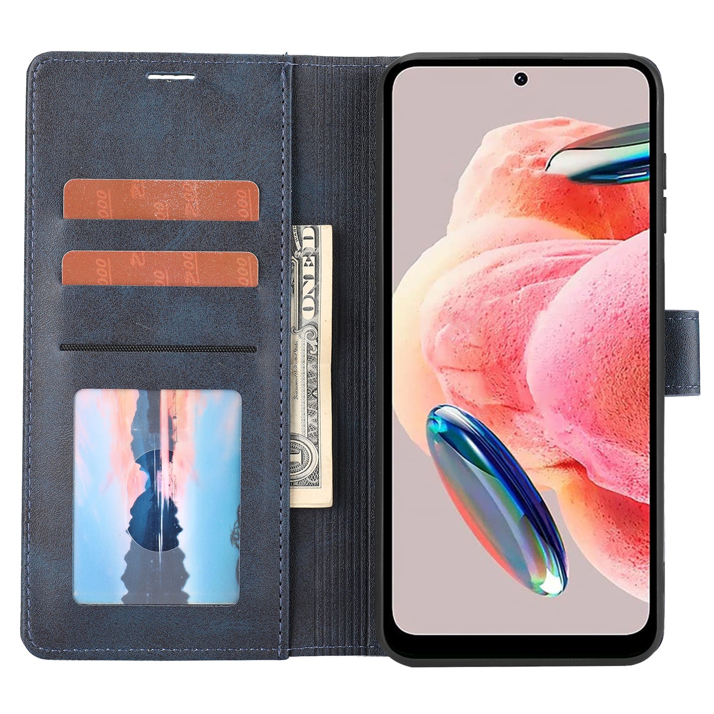 For Xiaomi Redmi Note 12 4G Wallet Phone Case Horizontal Line Leather Flip Cover with Stand