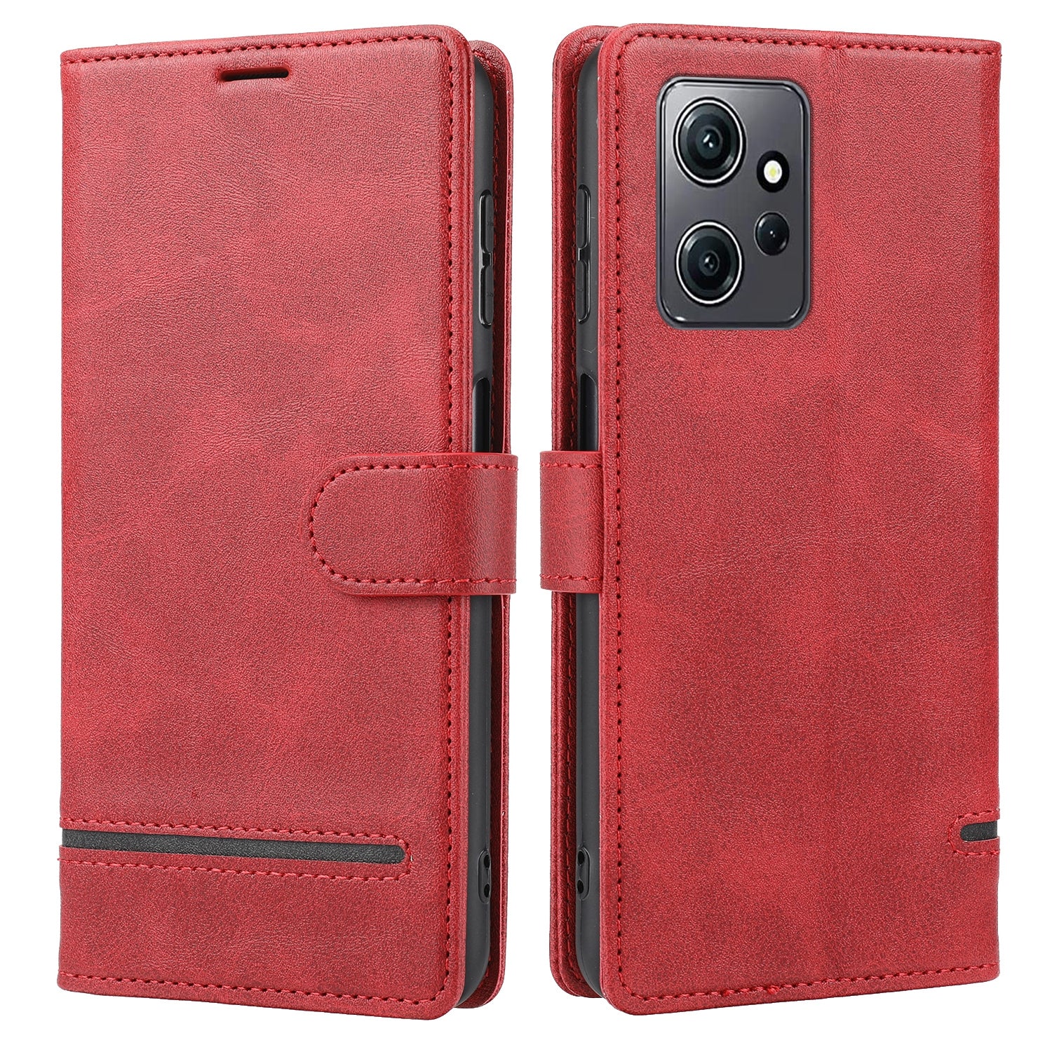 For Xiaomi Redmi Note 12 4G Wallet Phone Case Horizontal Line Leather Flip Cover with Stand