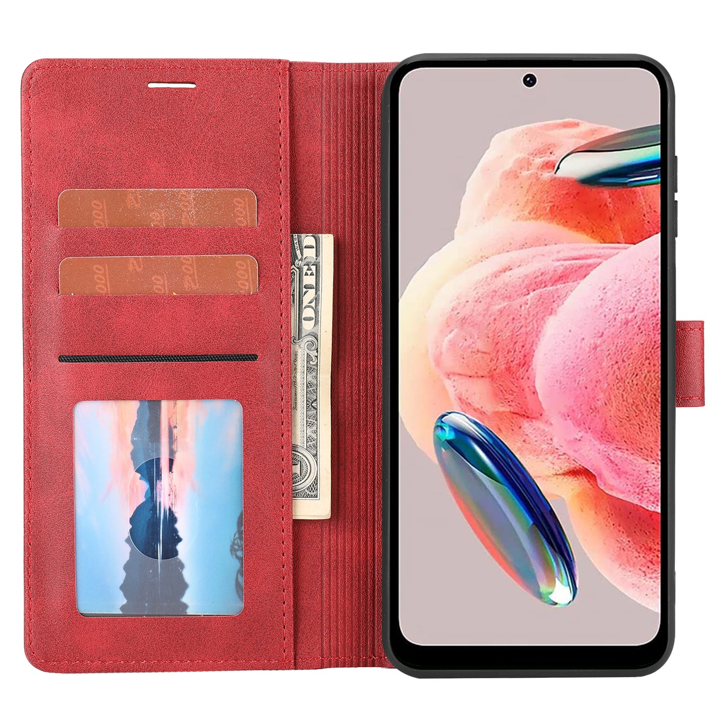 For Xiaomi Redmi Note 12 4G Wallet Phone Case Horizontal Line Leather Flip Cover with Stand