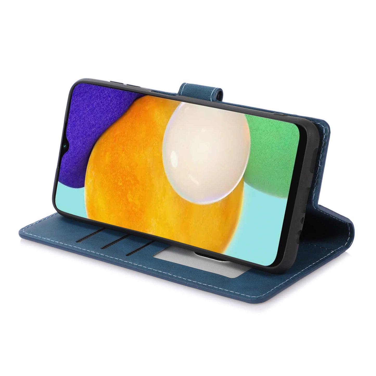 Stand Wallet Case for Samsung Galaxy M13 5G Drop Resistant PU Leather Phone Cover with Strap